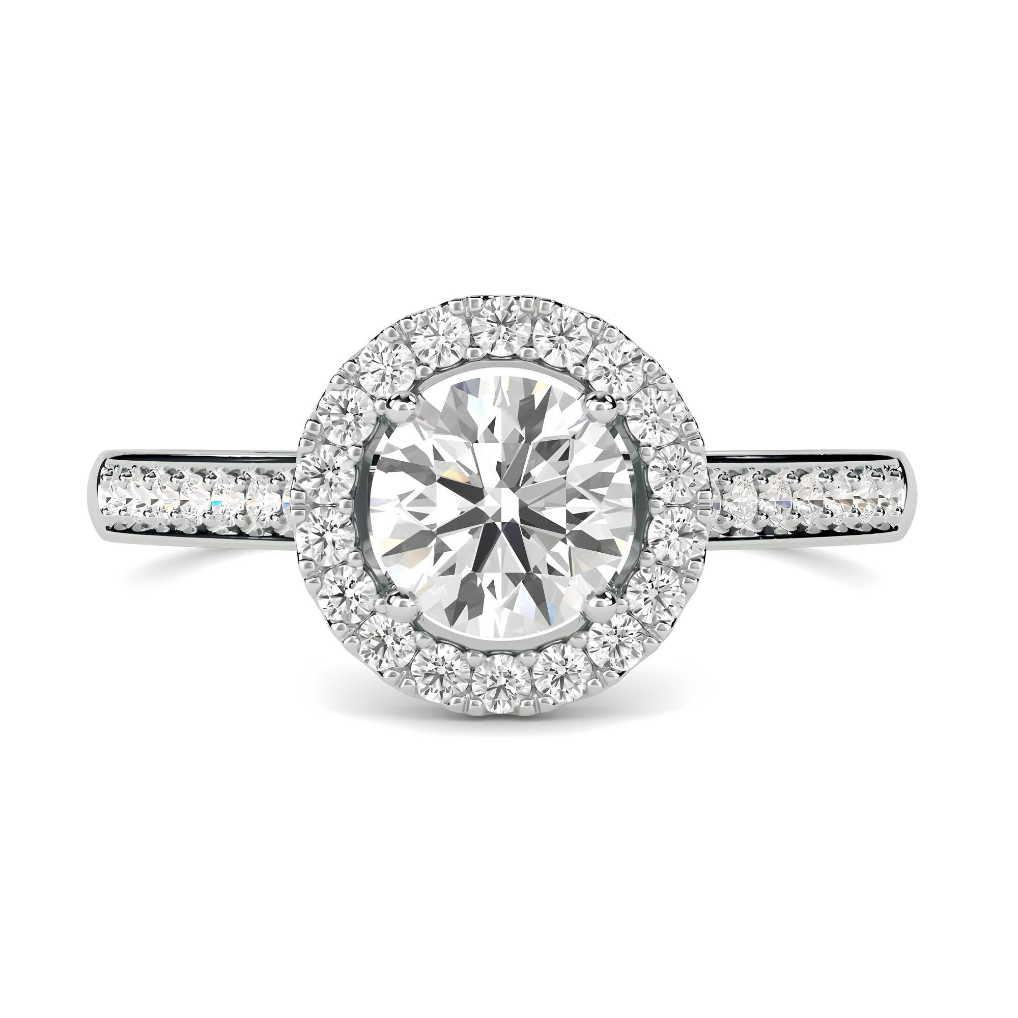 1.00 CT Round Lab-Grown Diamond Halo Engagement Ring EF VS/SI Certified Diamond in 14K Gold