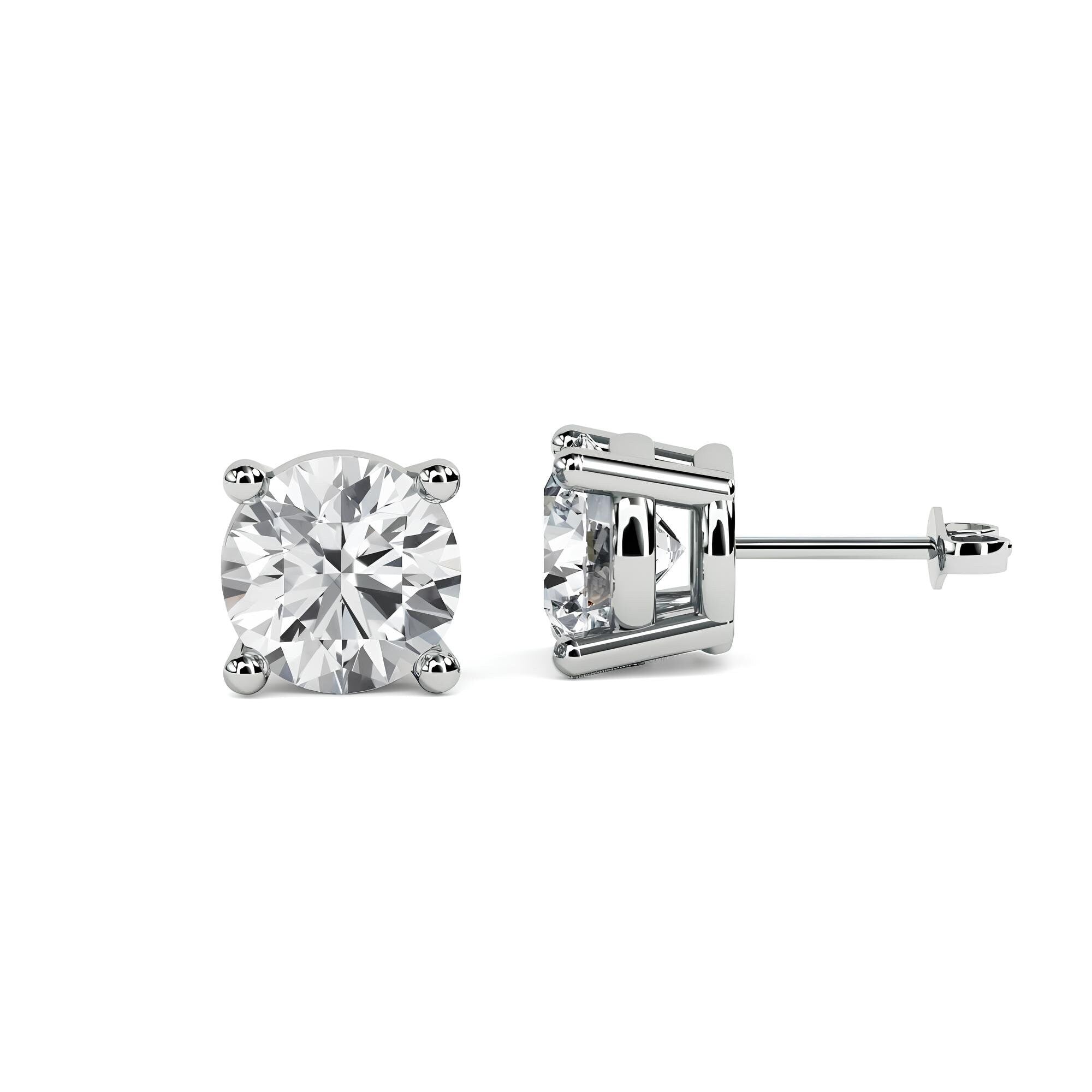 1.00 Carat EF VS/SI Lab Grown Diamond Stud Earrings Exquisite Push Back Design in 14K Gold