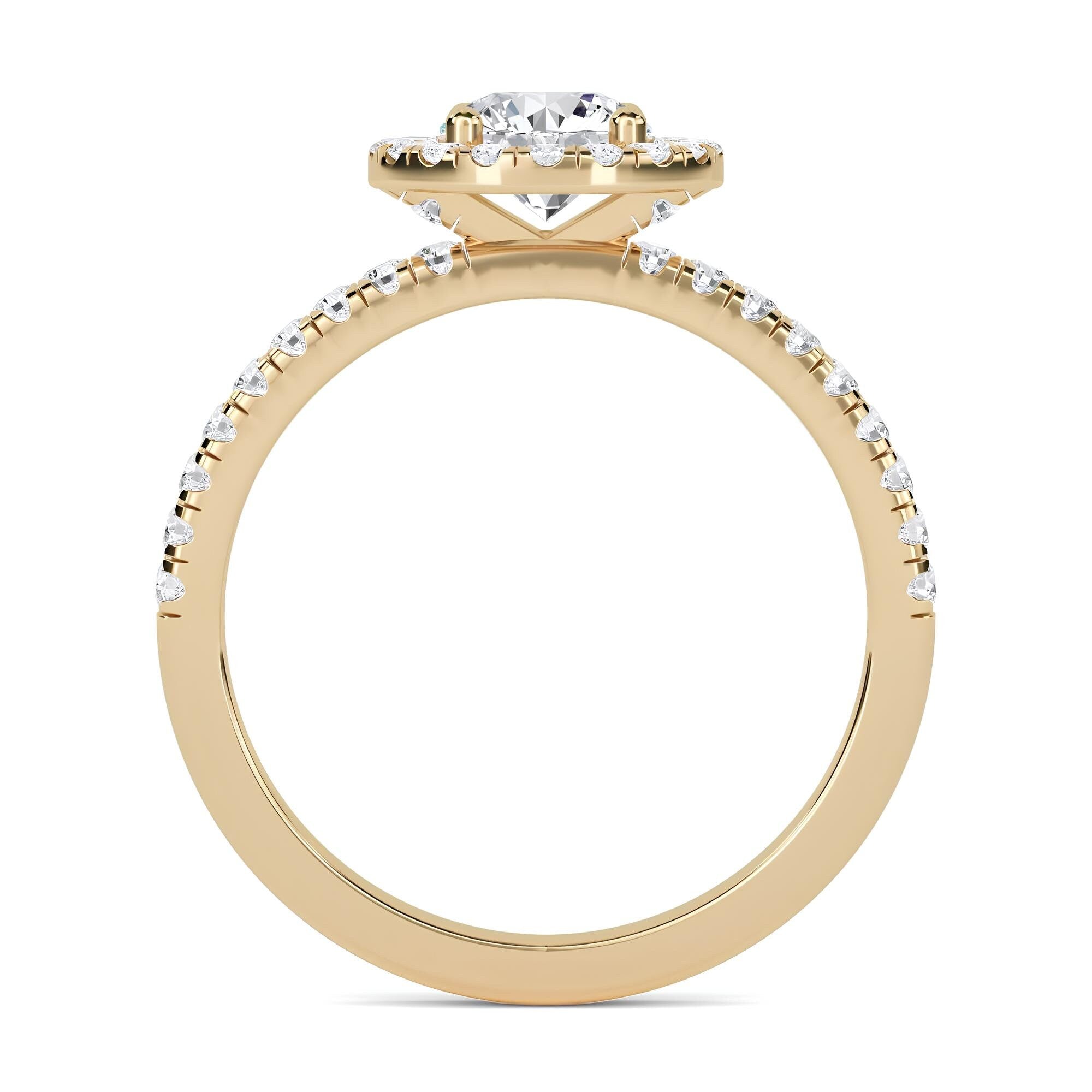 Elegant 1.00 CT Lab-Grown Diamond Halo Engagement Ring – IGI Certified EF VS/SI Round Diamond in 14K Gold