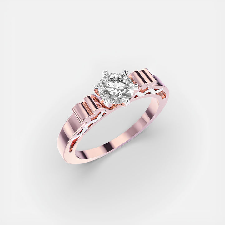 Round Diamond Ring ,Lab Created Diamond ,Wedding Band ,Woman's Engagement Ring ,14K Solid Gold