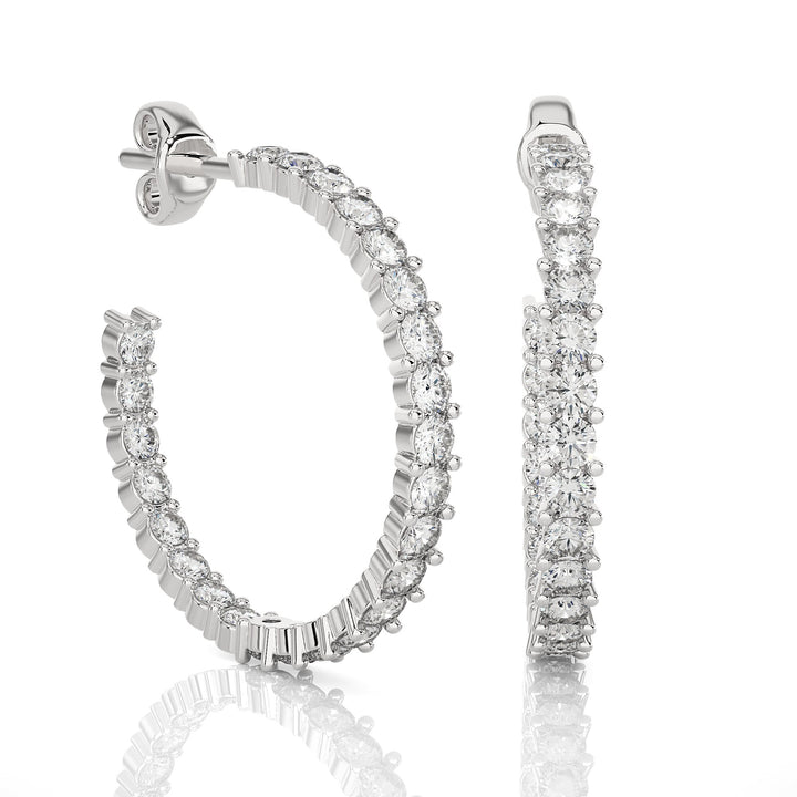 14K Gold Round EF VS/SI Lab-Grown Diamond Half Hoop Earrings Minimalist Prong Setting Design with Ethically Sourced Sparkle.