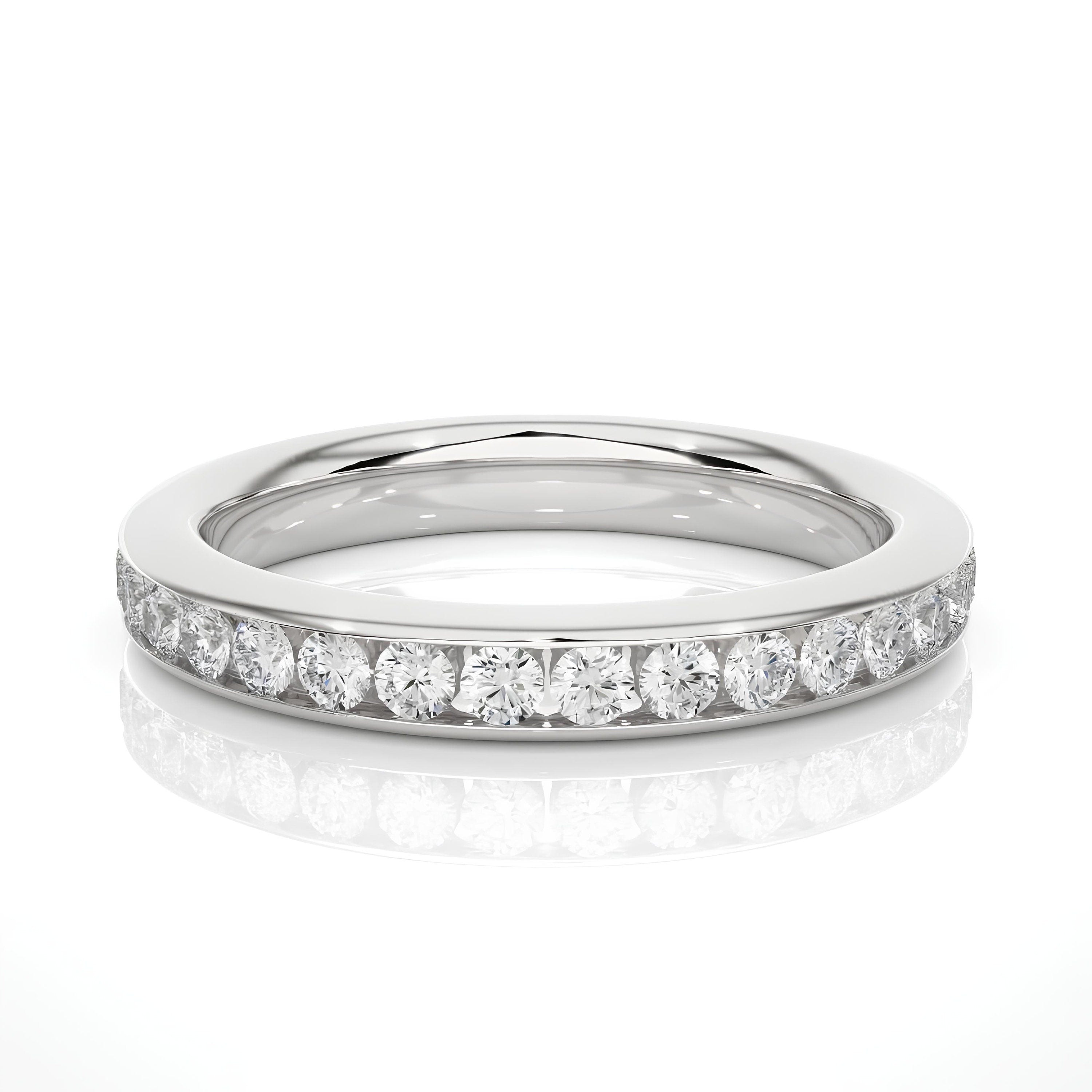 2.00MM Lab-Grown Diamond Half Eternity Band – Channel-Set VS/SI Diamonds 14K Gold | Unique Wedding Ring
