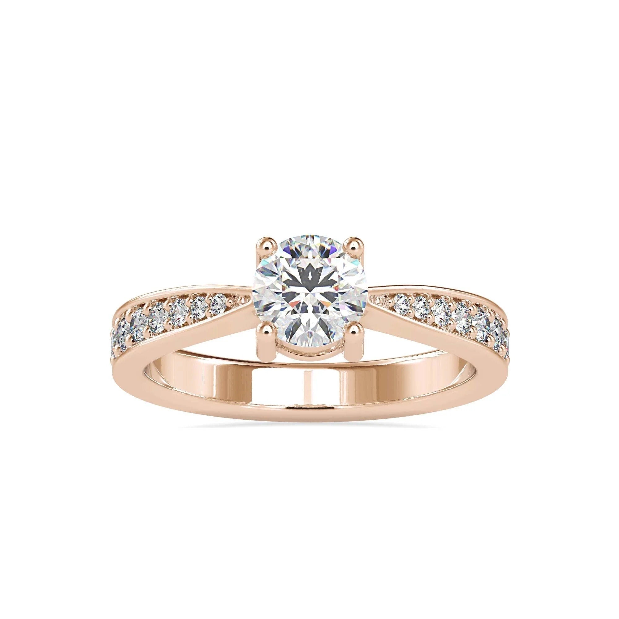 Certified 0.50 CT Lab-Grown Diamond Solitaire Engagement Ring – 14K Real Gold with Conflict-Free VS/SI Diamonds