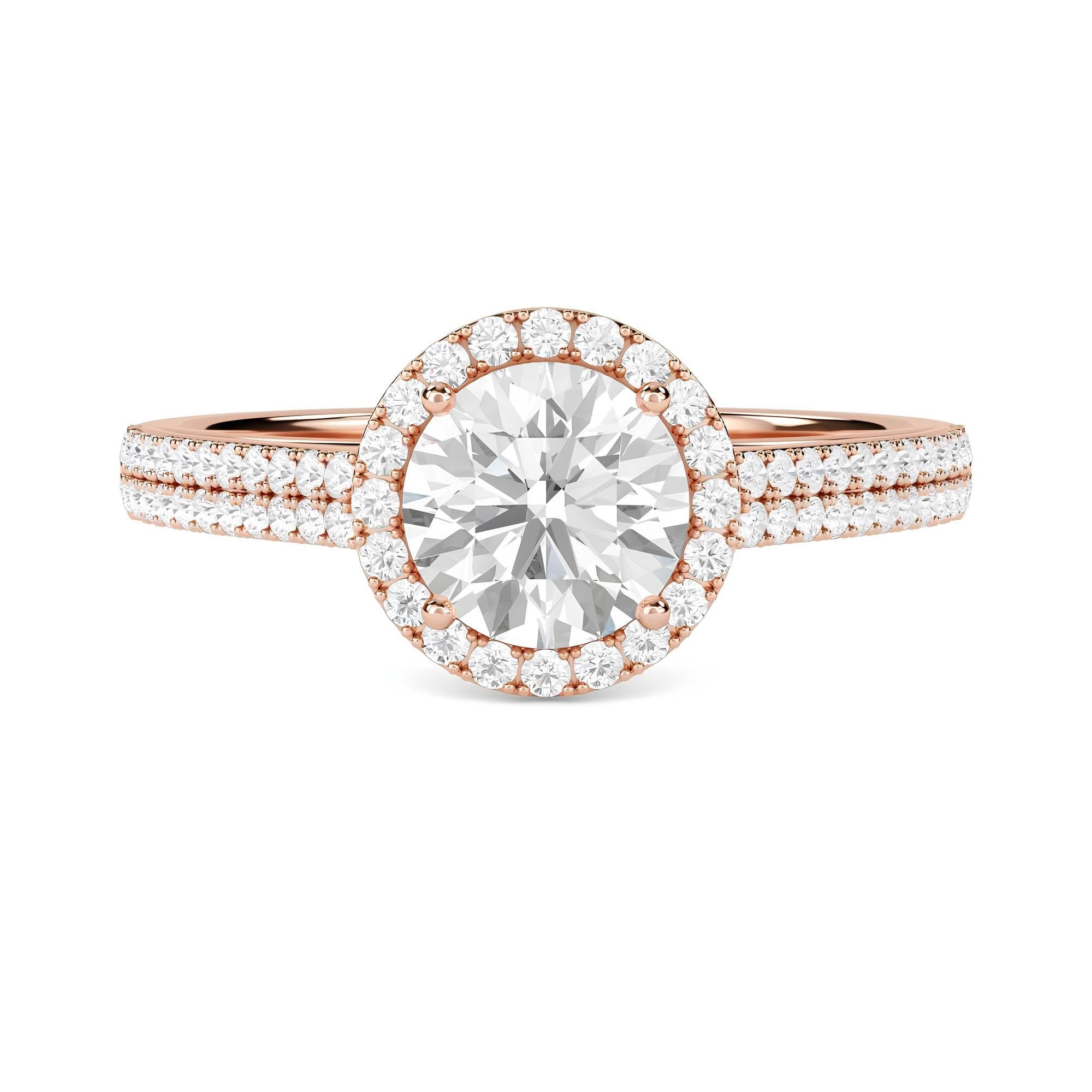Blissful Bloom 1.00 CT Round Lab-Grown Diamond Ring for Women – EF VS/SI Certified Engagement or Wedding Band