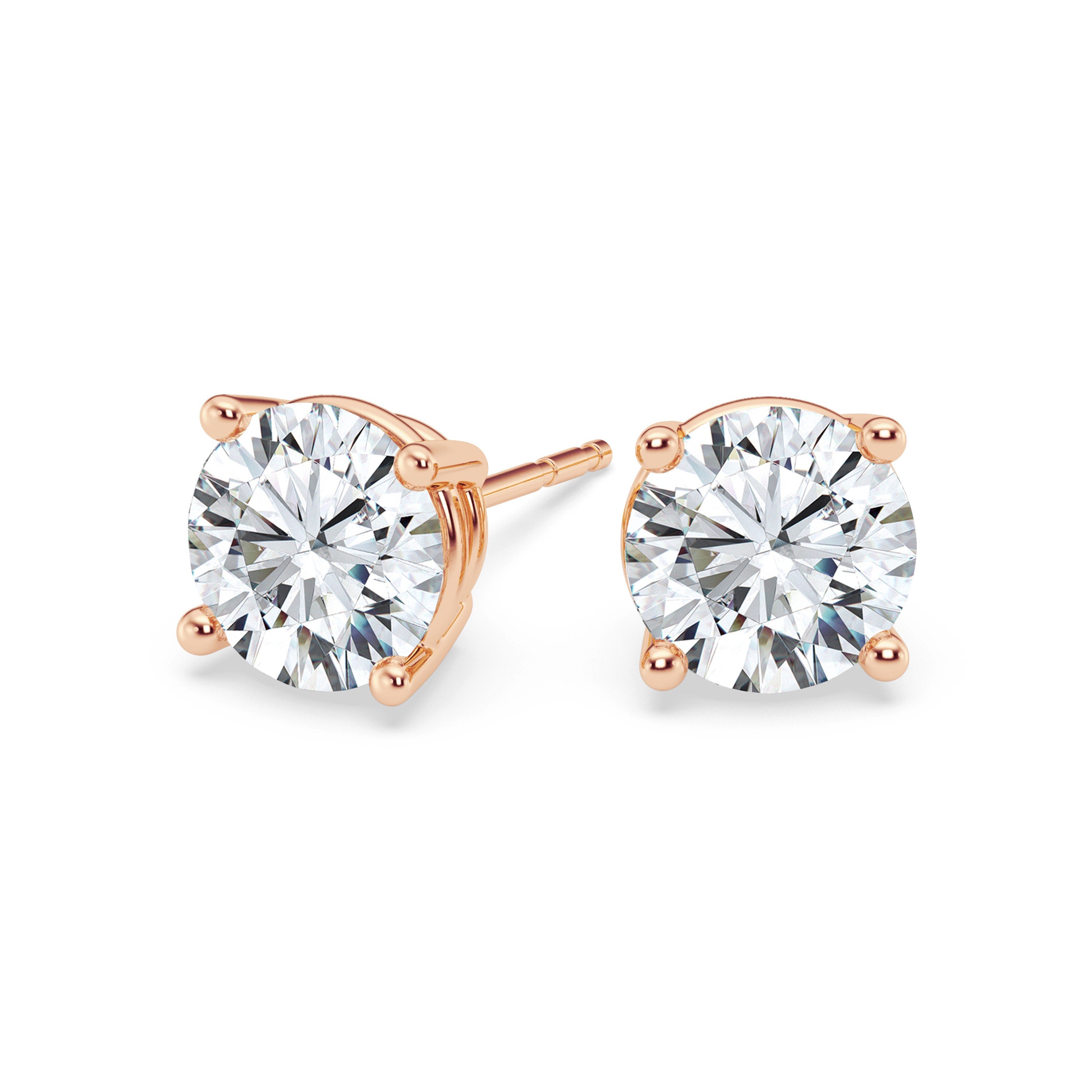 0.25–4.00 Carat Round Cut Lab-Grown Diamond Stud Earrings 14K Gold Wedding Earrings for Women