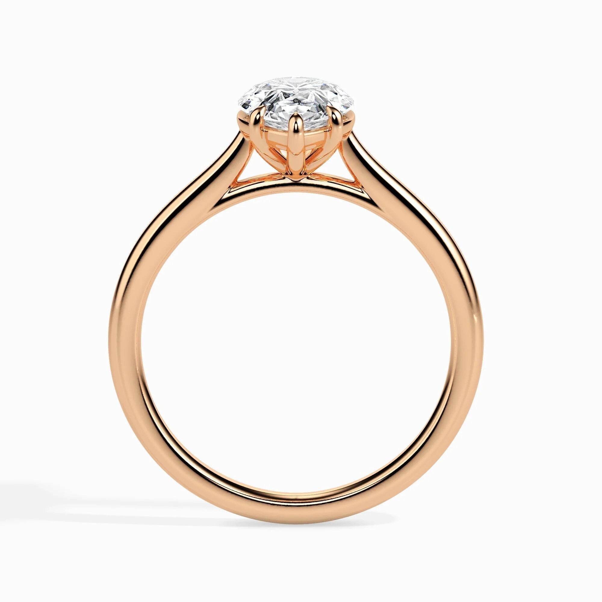 Certified 0.50 Ct Pear-Cut Lab-Grown Diamond Solitaire Engagement Ring – Conflict-Free VS/SI Diamond Set in 14K Real Gold