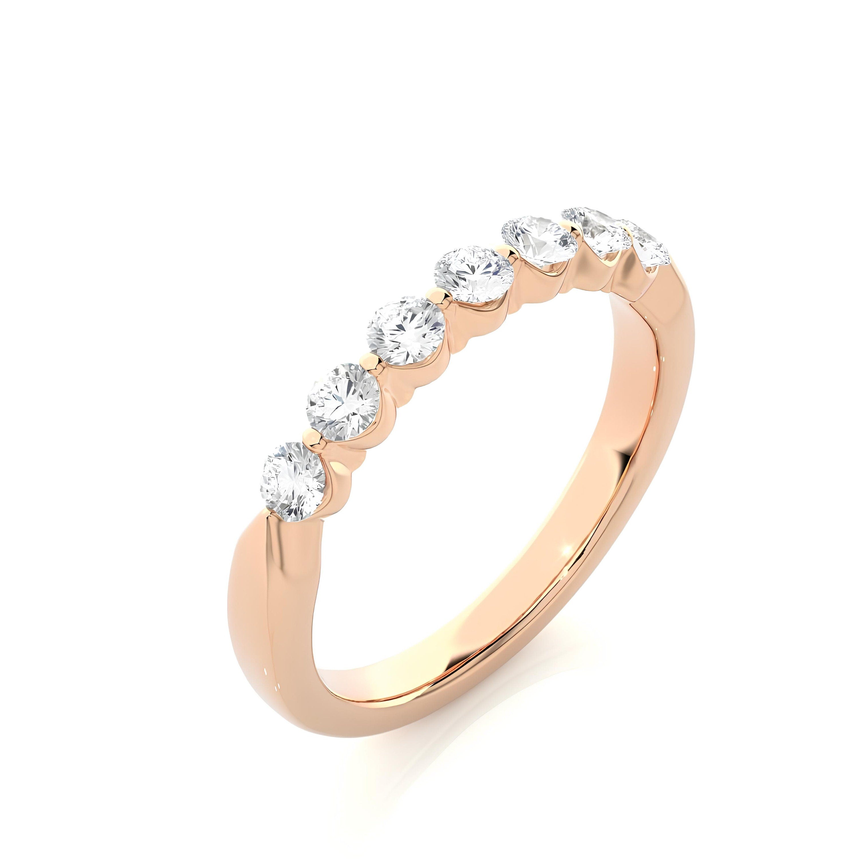 0.56 TW Lab-Grown Diamond Bar Set Eternity Ring 14K White Gold Stacking Wedding Band