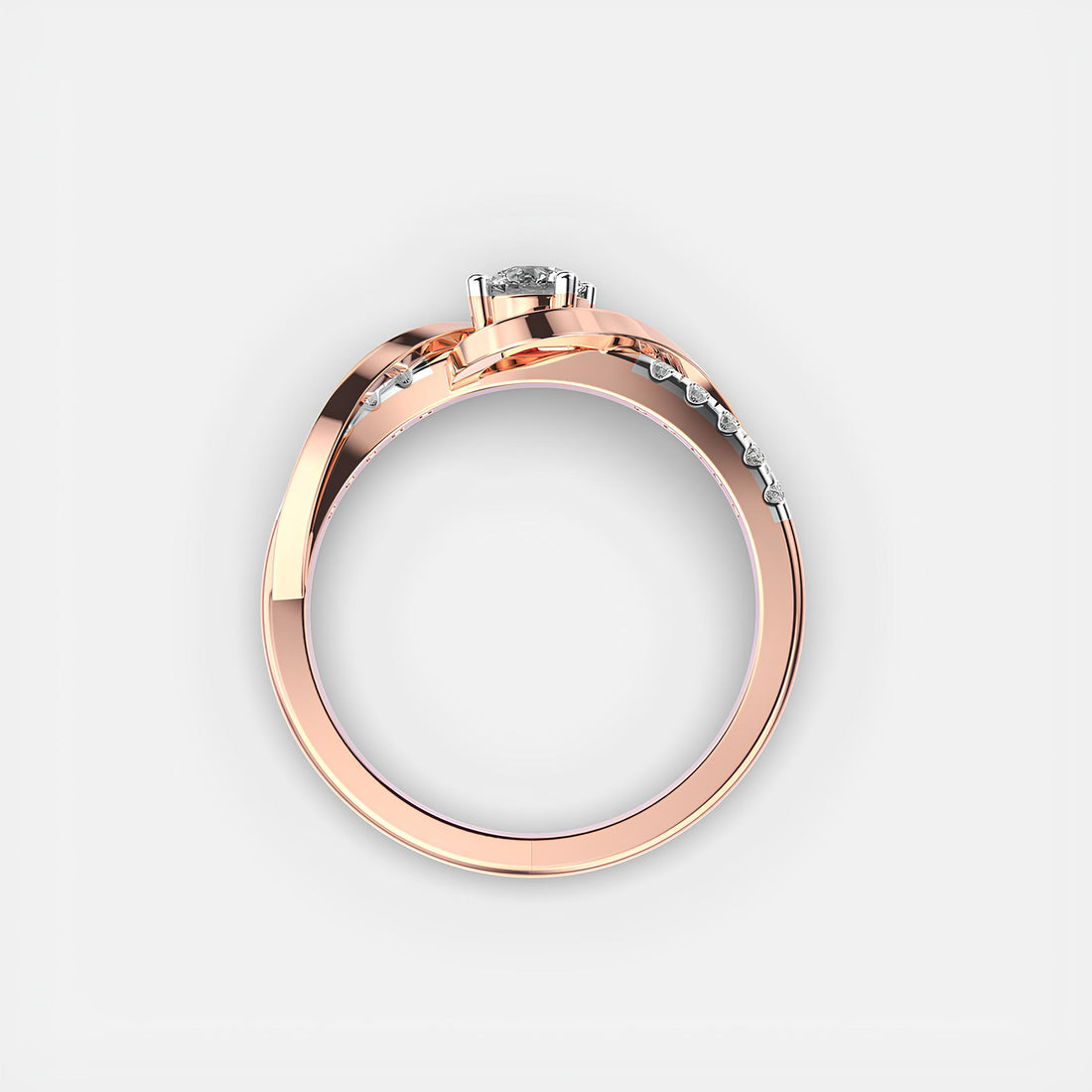 Elegant Twisted Diamond Ring – 14K Solid Gold with EF VS/SI Lab-Created Diamond | Anniversary or Wedding Band