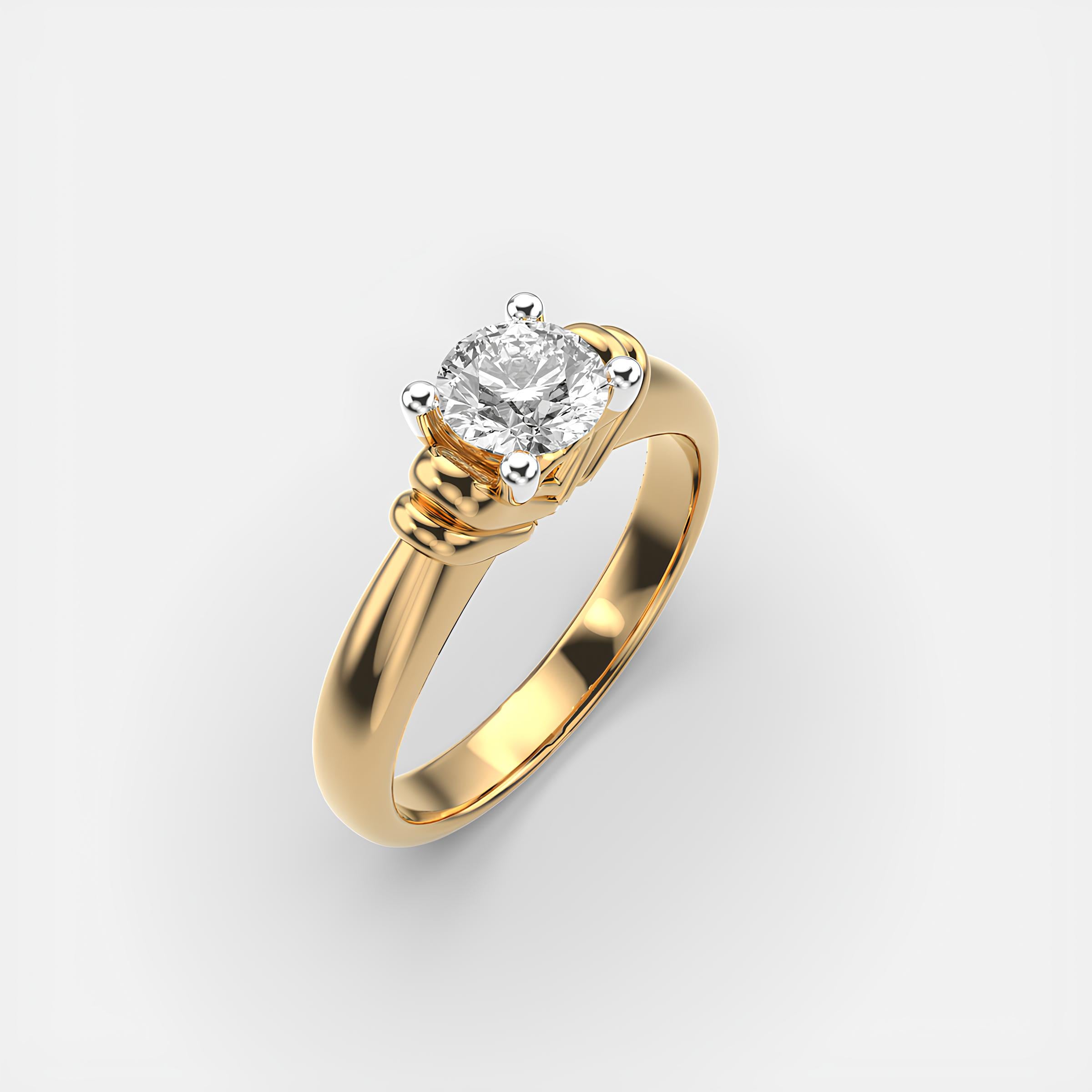 Twisted Solitaire Ring – Round EF VS/SI Lab-Created Diamond Wedding Band in 14K Gold