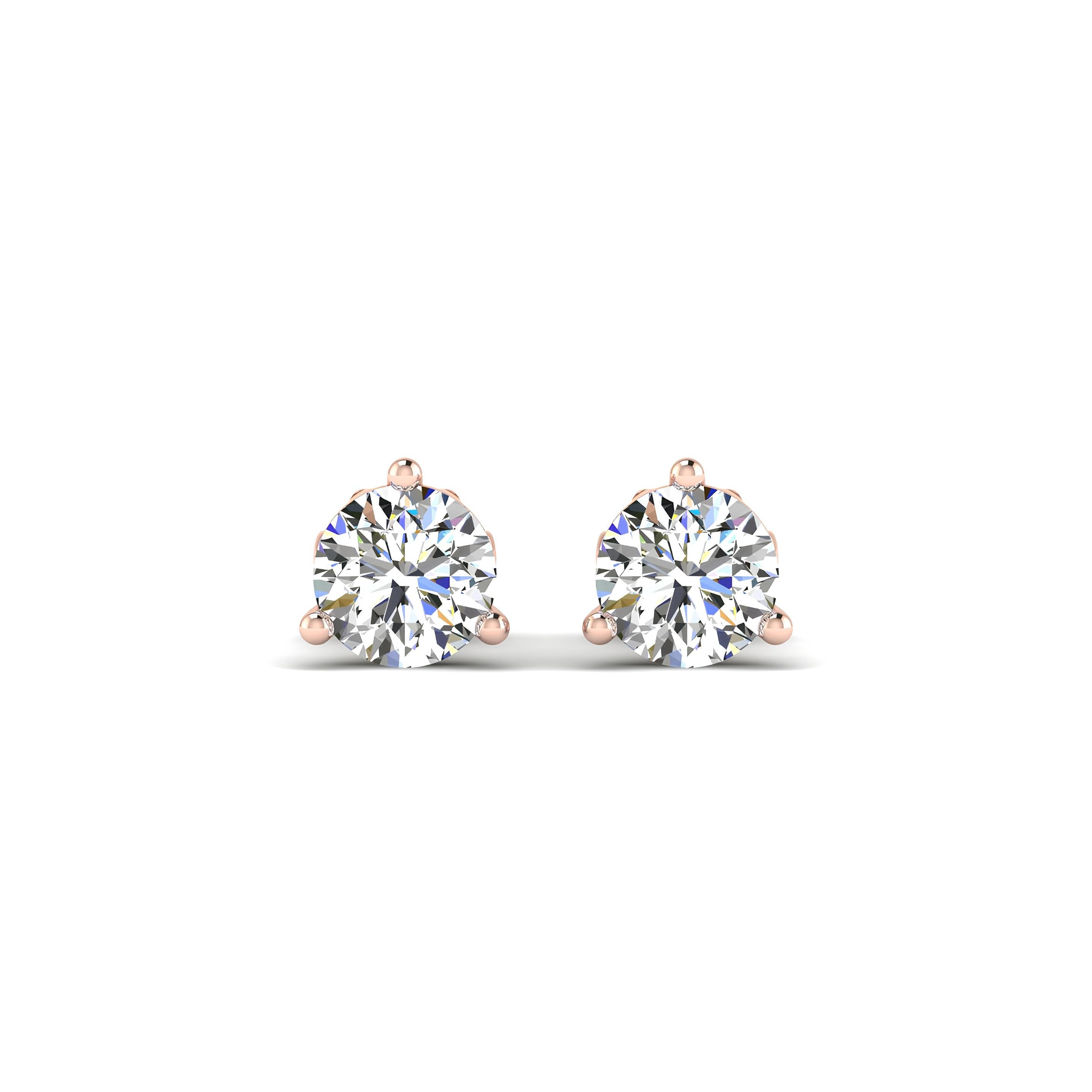 0.25–4.00 Carat Round Lab-Grown Diamond Martini Stud Earrings 14K Gold Wedding Earrings