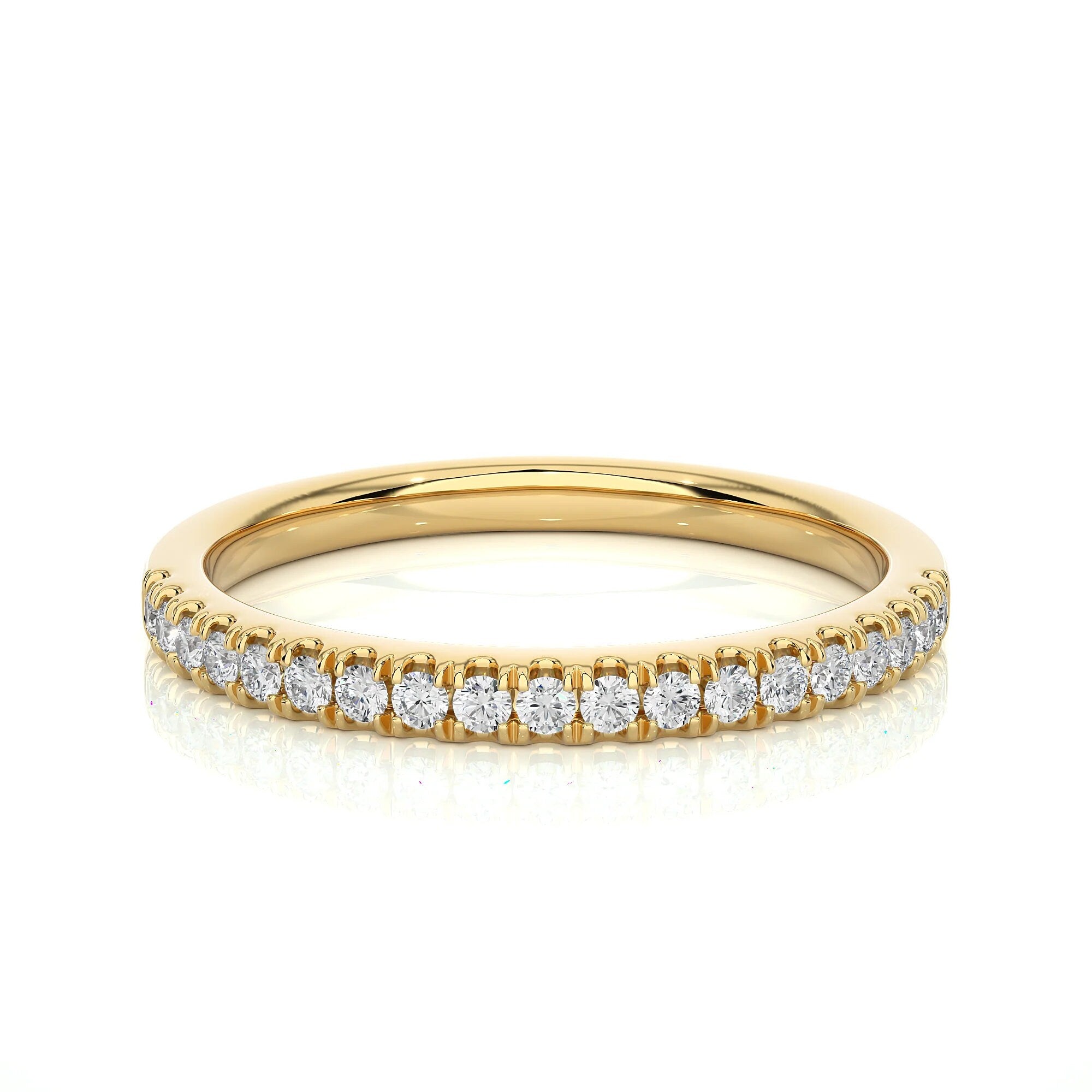 1.50MM Round Cut VS/SI Lab-Grown Diamond Band – Minimalist Half Eternity Ring in 14K Gold | Stackable, Matching, Anniversary Gift for Her