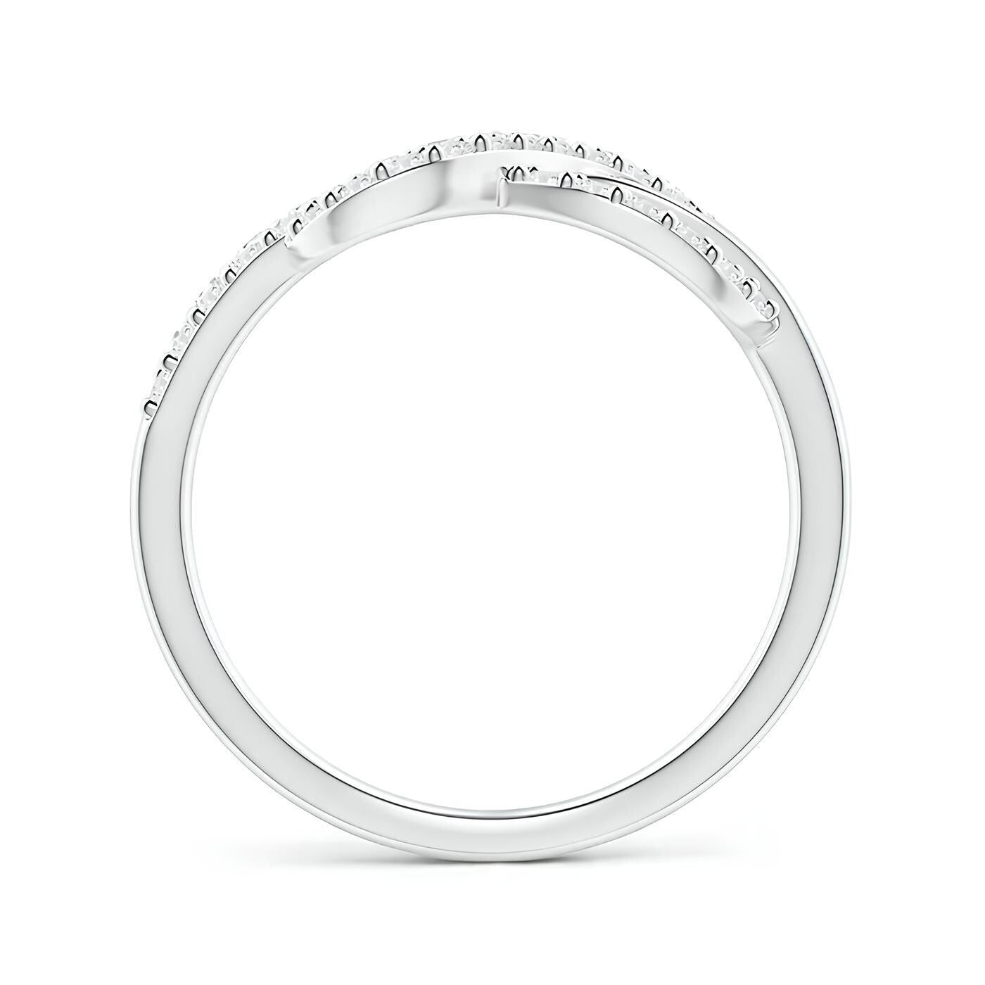 Elegant Infinity Knot Wedding Ring EF Lab-Grown Round Cut Diamonds 14K White Gold | Prong-Set Women's Half Eternity Band