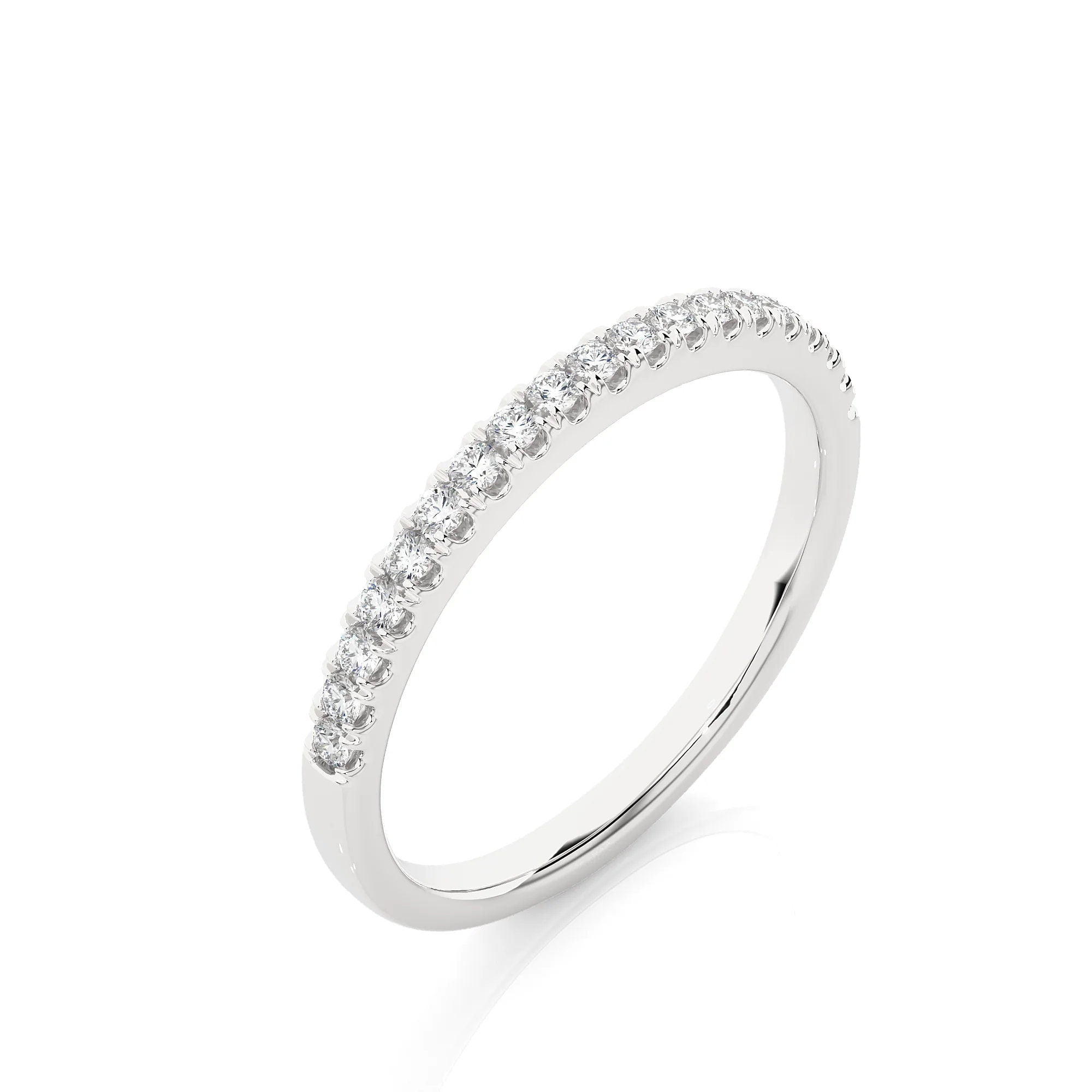 1.50MM Round Cut VS/SI Lab-Grown Diamond Band – Minimalist Half Eternity Ring in 14K Gold | Stackable, Matching, Anniversary Gift for Her