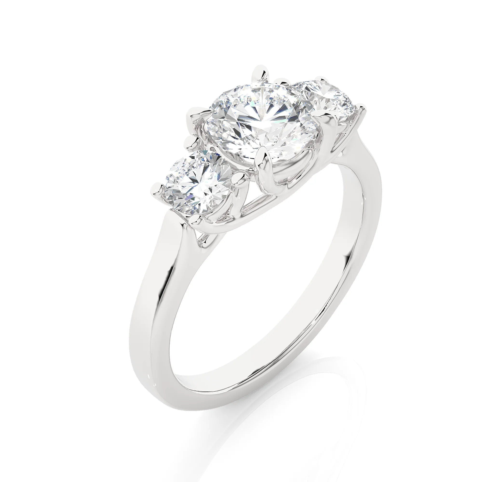 Round Three-Stone Engagement Ring – EF VS/SI Lab-Created Diamonds, Excellent Cut – Promise, Wedding, or Anniversary Ring for Her