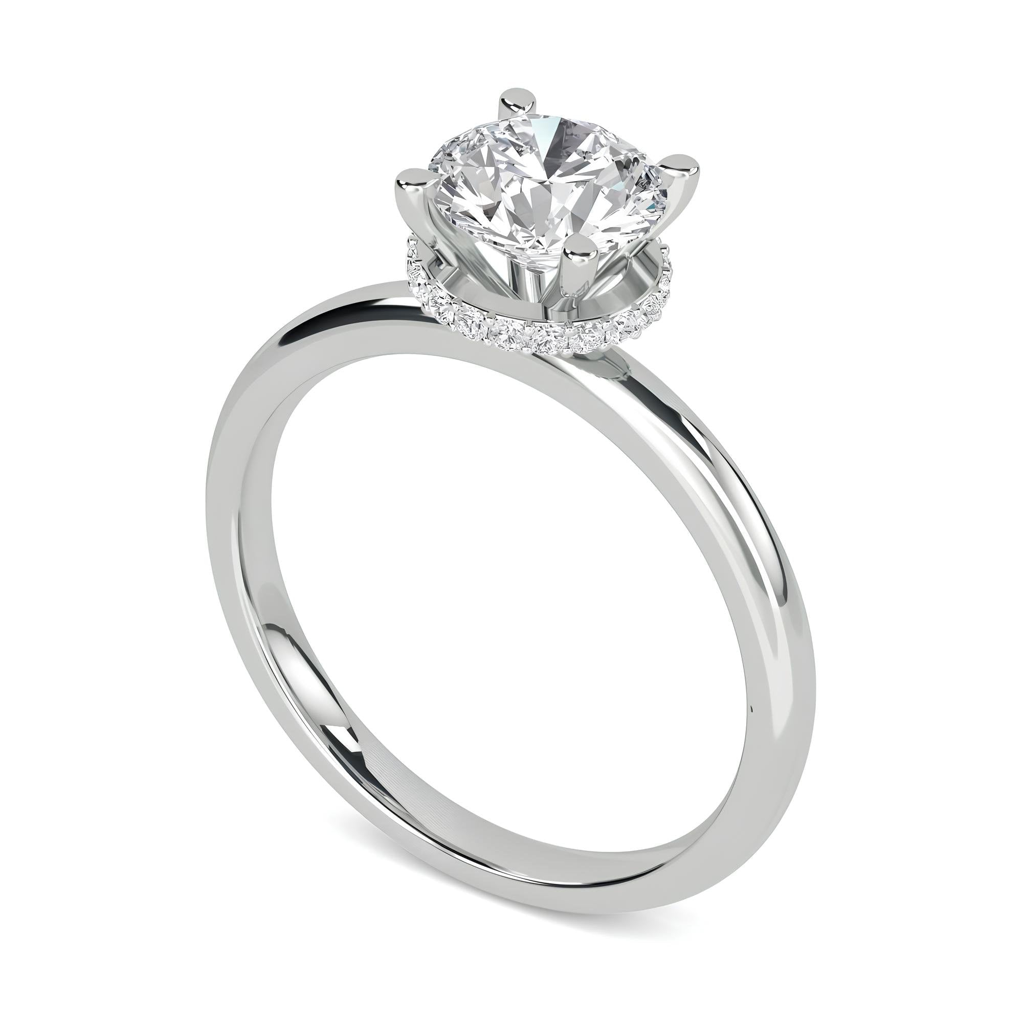 Vintage-inspired Hidden Halo 1.50 Carat Lab Grown Diamond Engagement Ring/ Wedding Band in 14K Solid Gold - Perfect for Promises and Forever