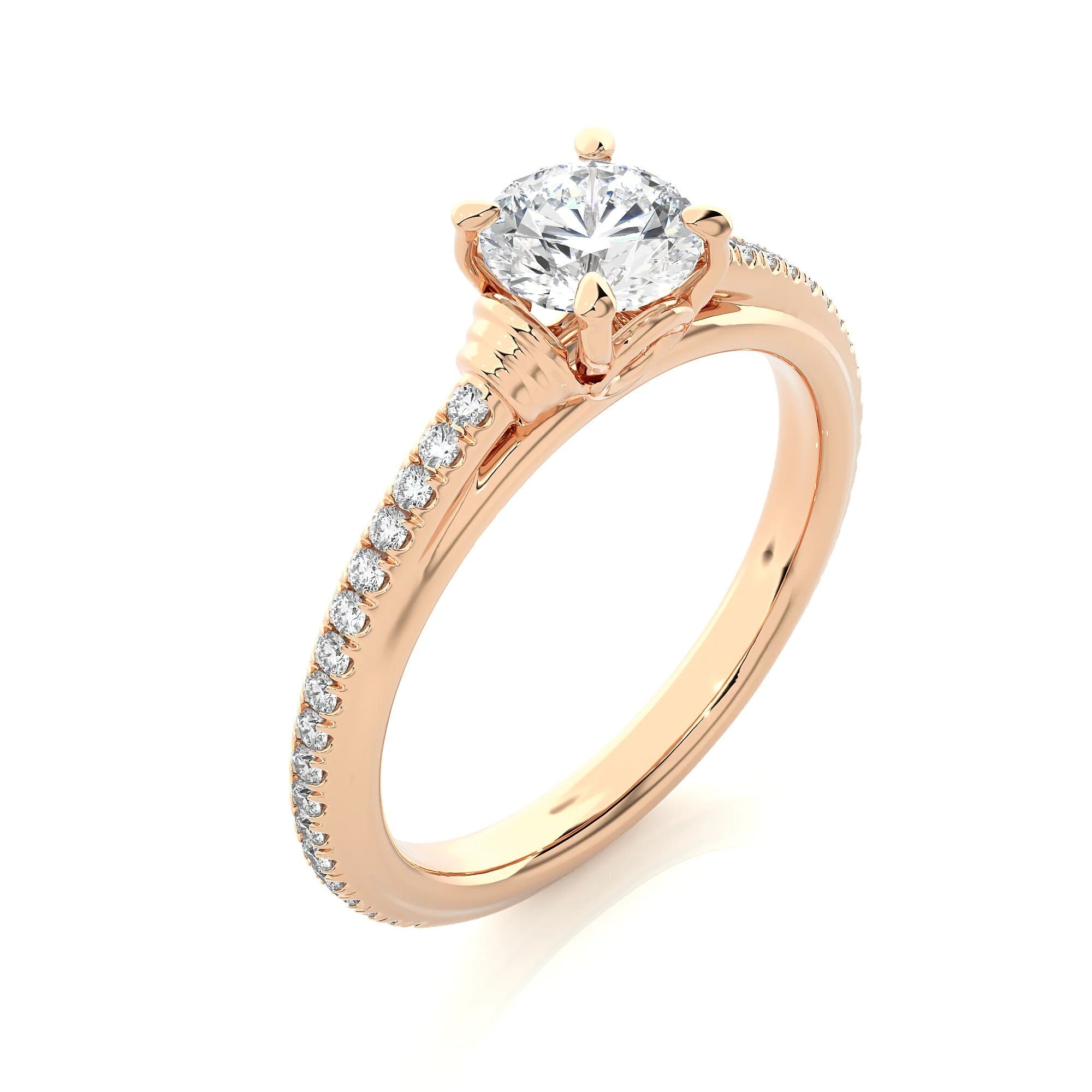 1.00 Ct IGI Certified EF VS/SI Lab Grown Diamond V-Split Solitaire Engagement Ring / 14K Gold & Platinum / Elegant Wedding & Anniversary Gift Ring
