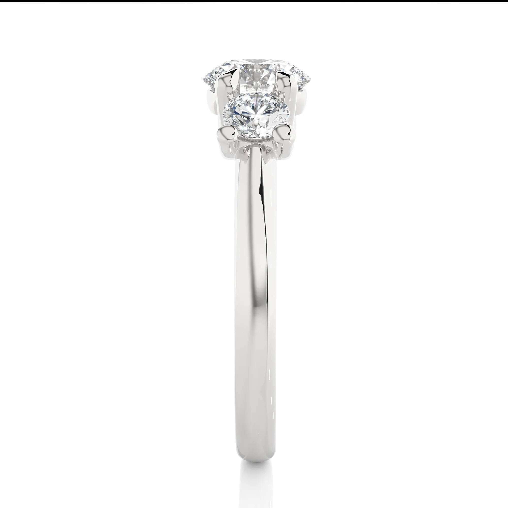 Round Three Stone Engagement Ring – EF VS/SI Lab Created Diamonds, Excellent Cut – 14K Gold Promise & Wedding Ring for Her