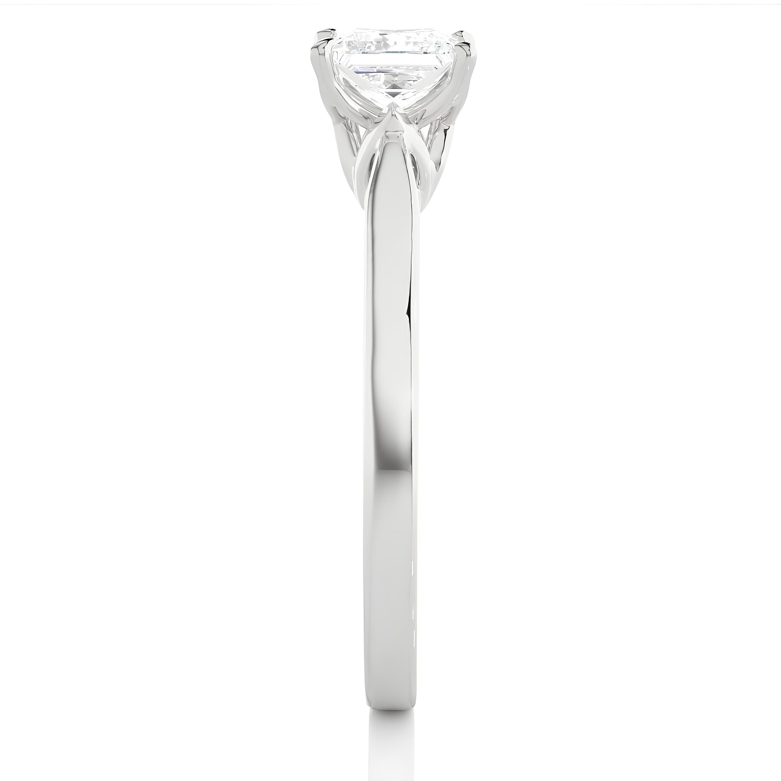 Certified 1.00 Ct Lab-Grown Princess Cut Diamond Solitaire Engagement Ring / EF VS/SI Conflict-Free Diamond / 14K Real Gold Anniversary and Wedding Ring