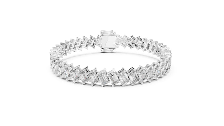 7.52 CT EF VS/SI Lab Grown Certified Emerald Cut Diamond Tennis Wedding Bracelet For Women's 14K Rose Gold