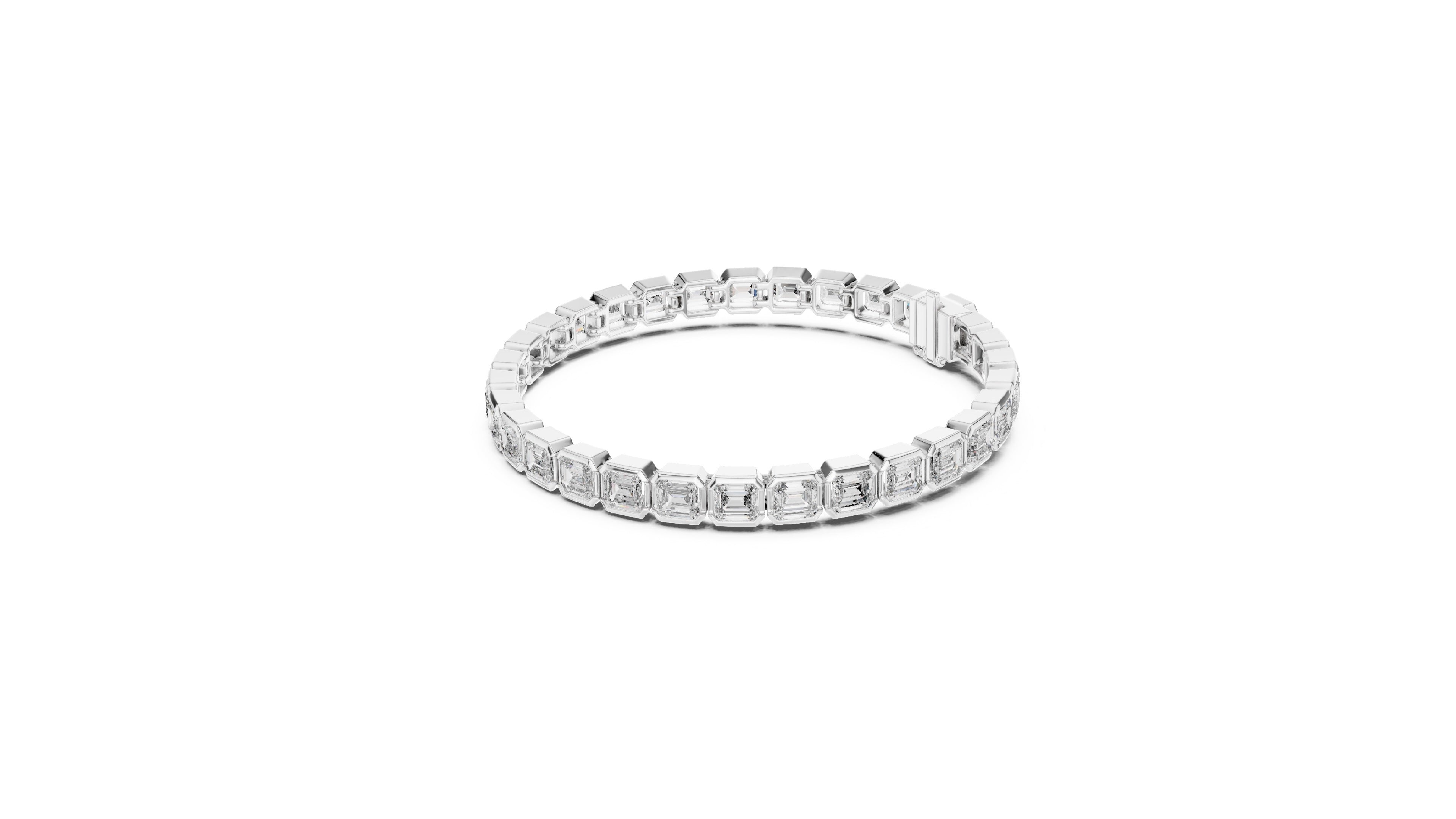 9.3 CT EF VS/SI Lab Grown Emerald Cut Diamond Tennis Wedding Bracelet For Women's 14K White Gold