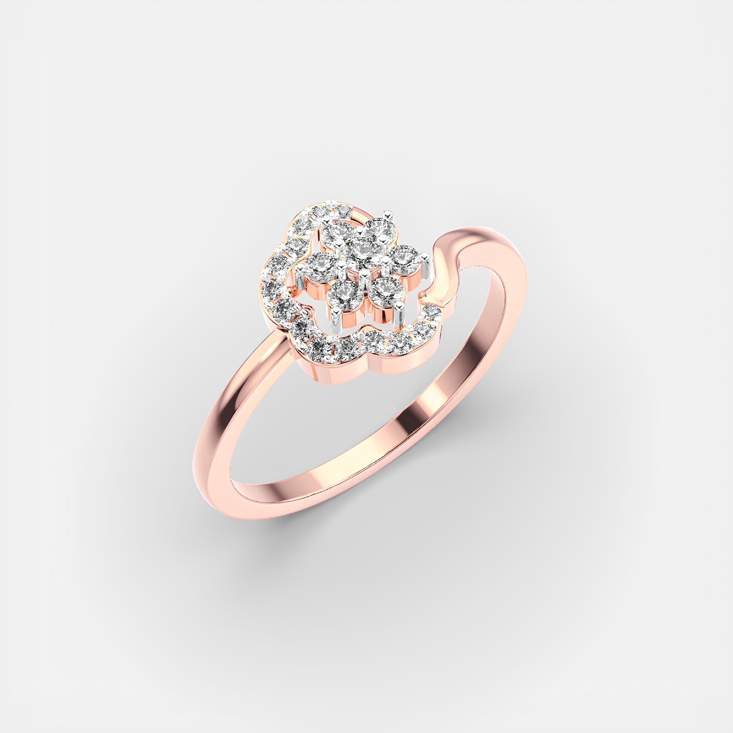 Delicate Diamond Ring Lab Created Diamond Wedding Band Woman's Half Eternity Wedding Ring in 14K Solid Yellow Gold