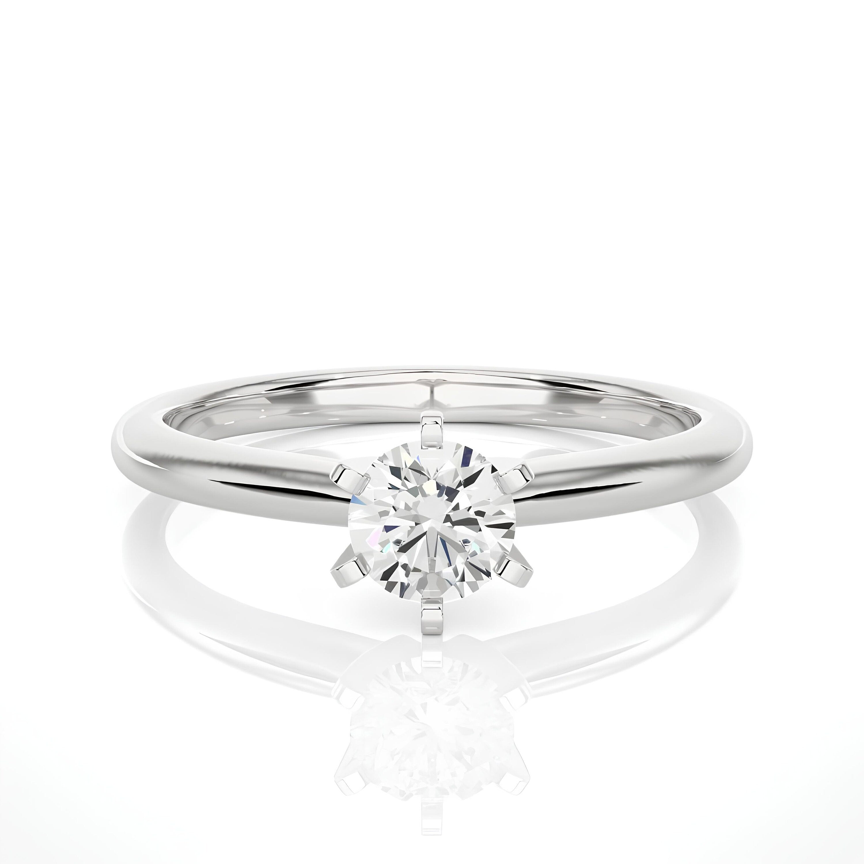 IGI Certified Lab Grown Diamond Solitaire Engagement Ring – 0.25 to 2.00 Ct EF VS/SI Conflict-Free Diamond in 14K Real Gold