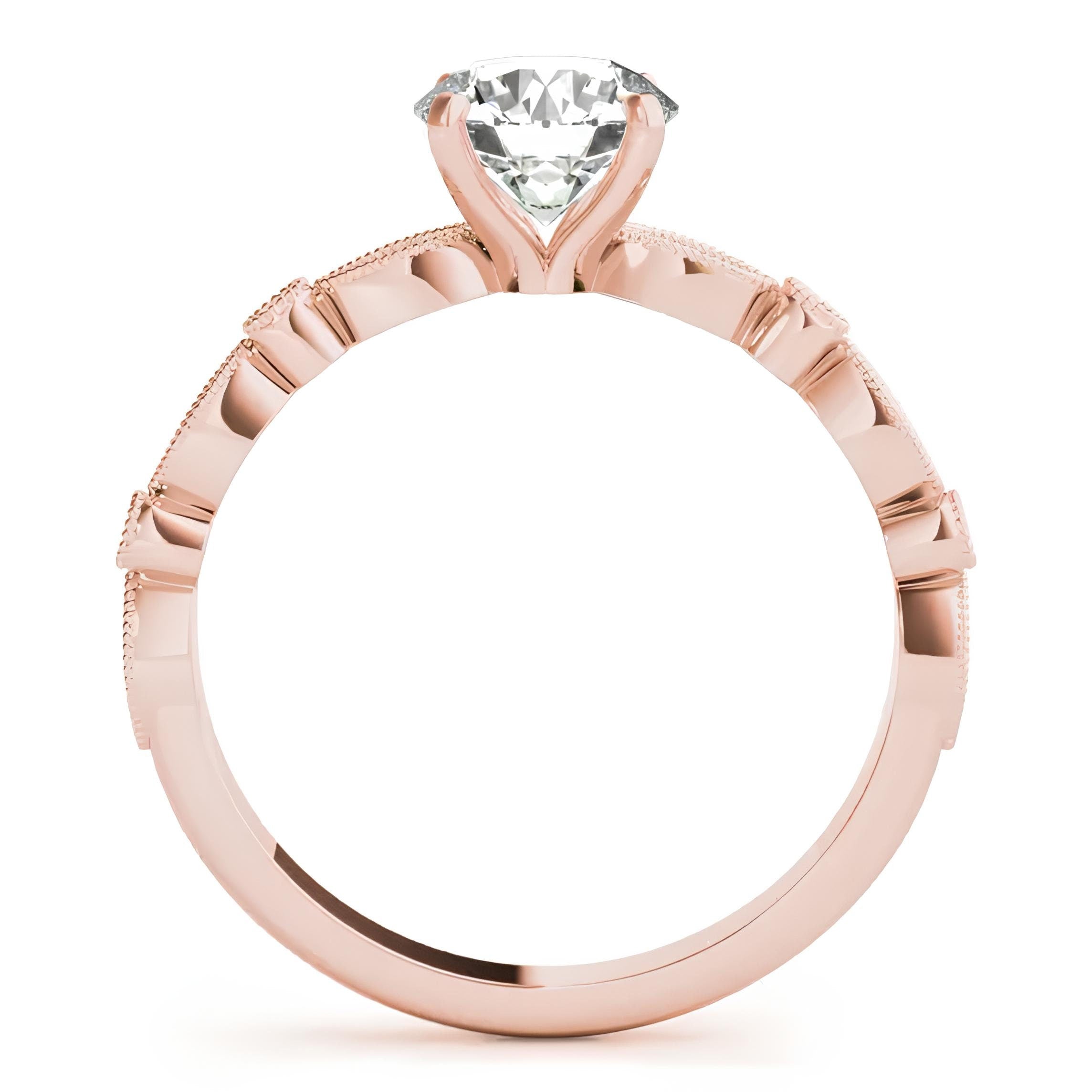 Delicate Milgrain Vintage Engagement Ring – IGI Certified EF VS/SI Lab-Grown Diamond Solitaire | 14K Gold or Platinum Wedding Ring Gift