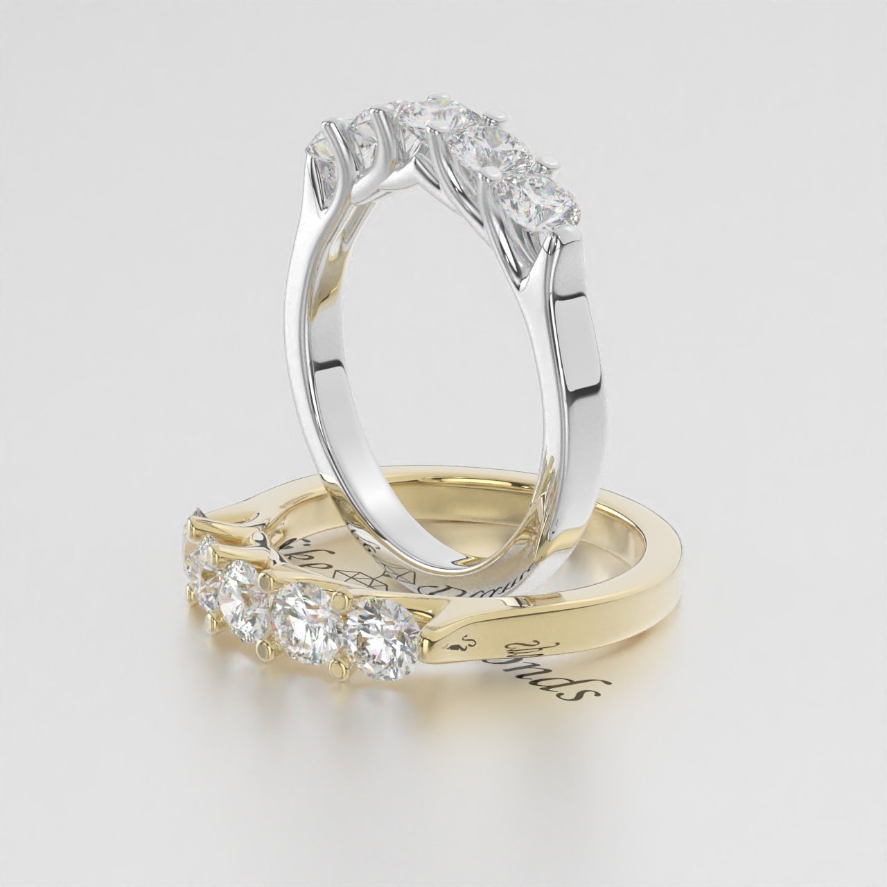 3 MM Round Lab Created Diamond Wedding Band for Women, Five Stone Diamond Band, EF/VS Lab Grown Diamonds, Stackable Band, Anniversary Gifts