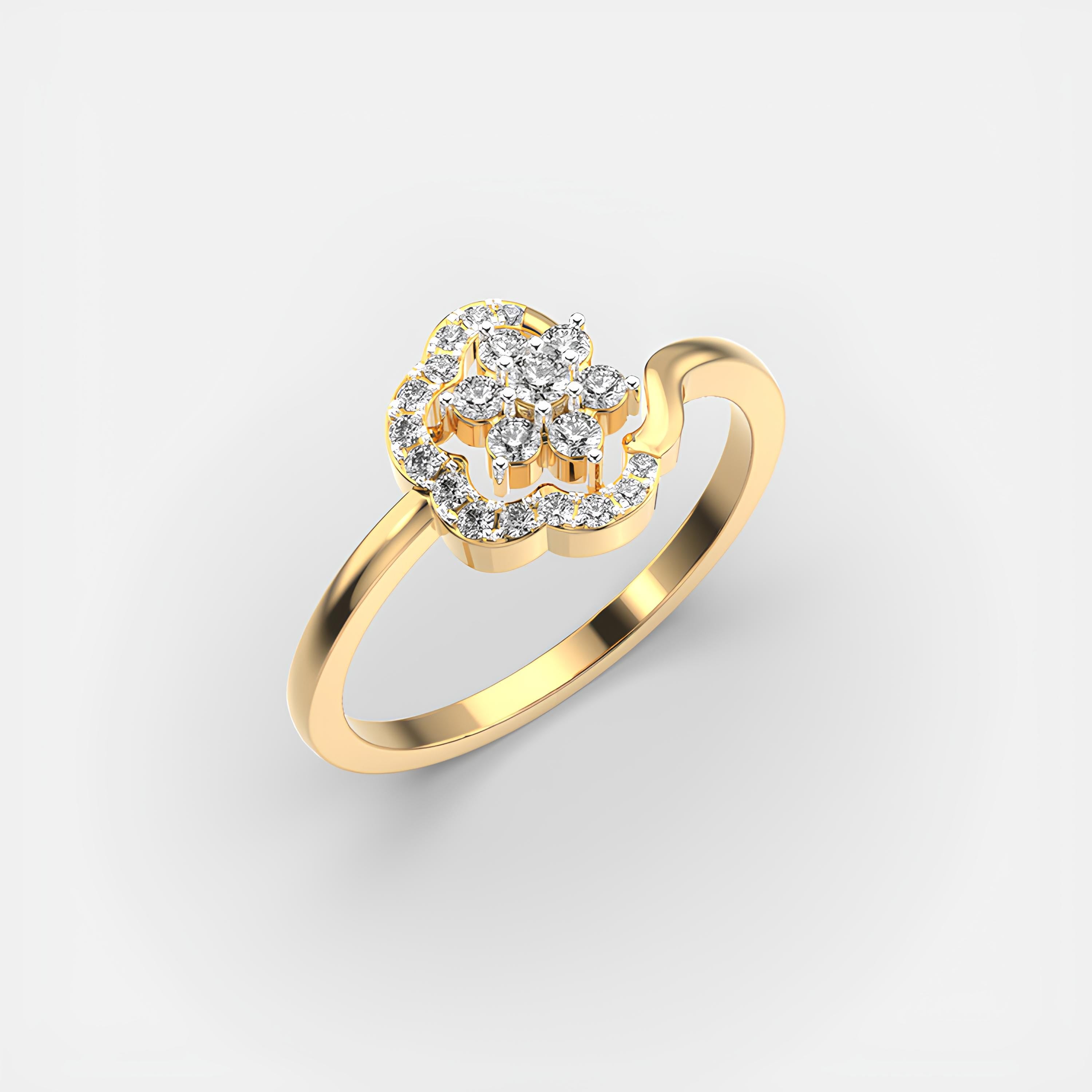Delicate Diamond Ring Lab Created Diamond Wedding Band Woman's Half Eternity Wedding Ring in 14K Solid Yellow Gold