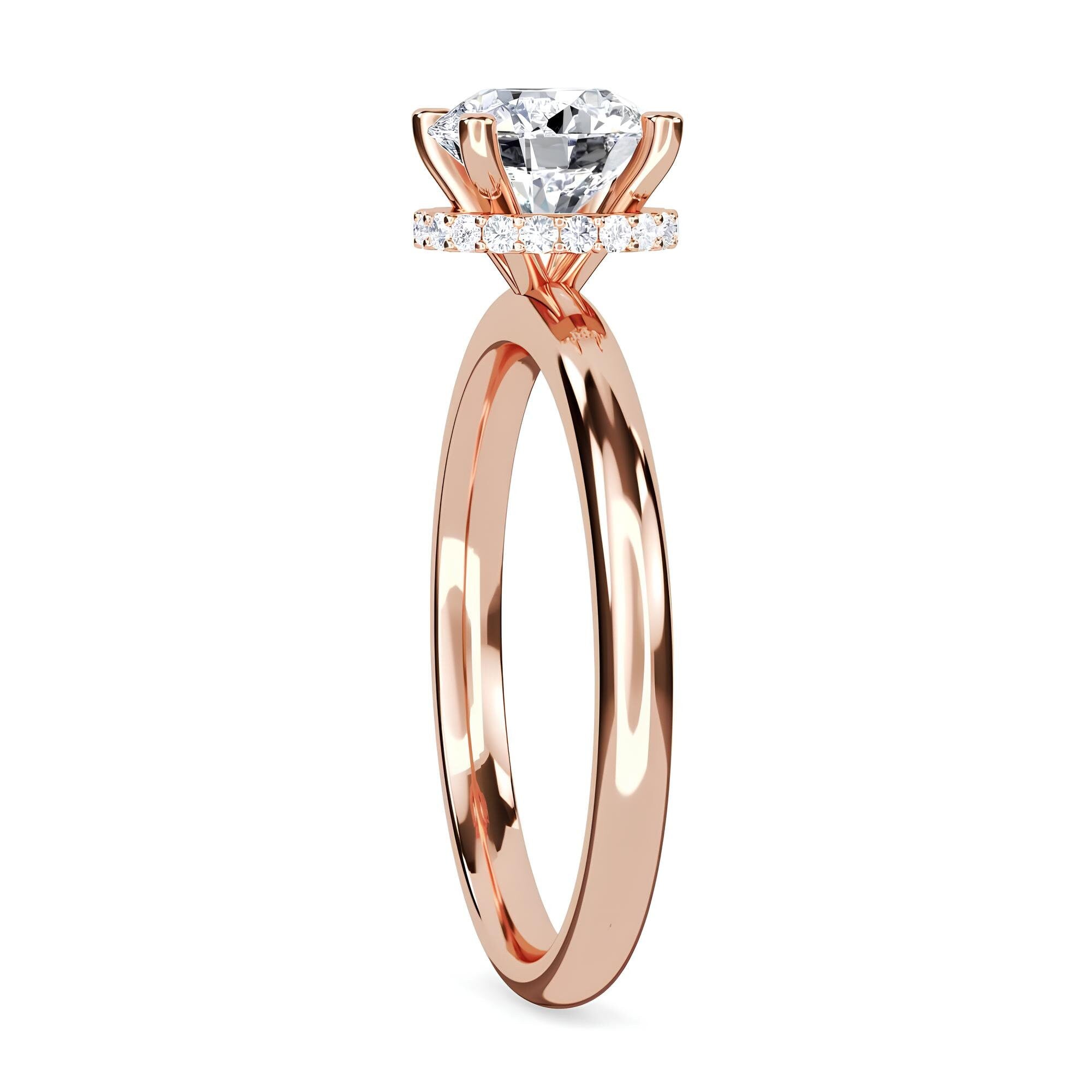 Vintage-inspired Hidden Halo 1.50 Carat Lab Grown Diamond Engagement Ring/ Wedding Band in 14K Solid Gold - Perfect for Promises and Forever