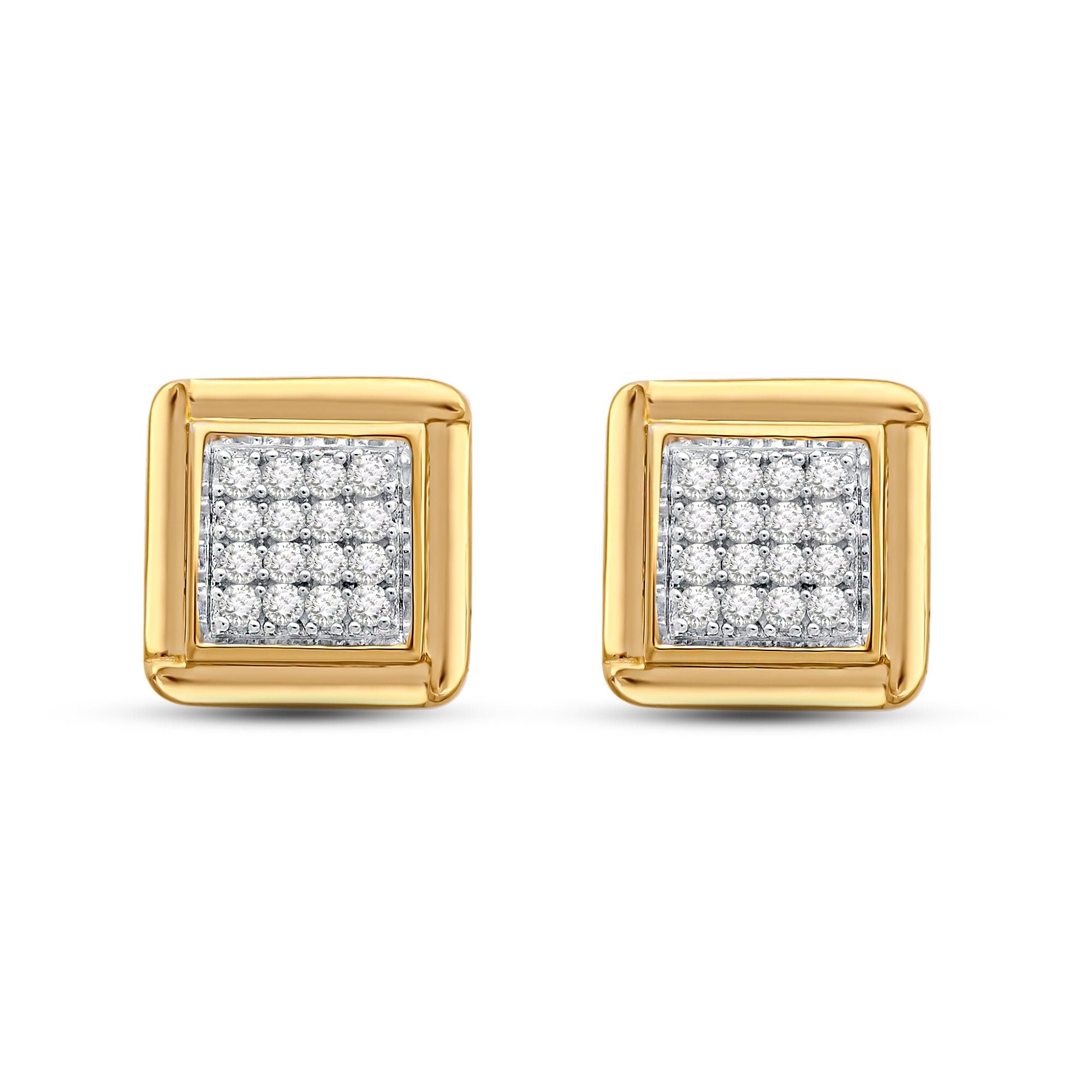 14K Solid Gold Micro Pave Stud Earrings 0.50 CTW EF VS/SI Lab-Grown Round Diamonds Elegant Gift for Christmas