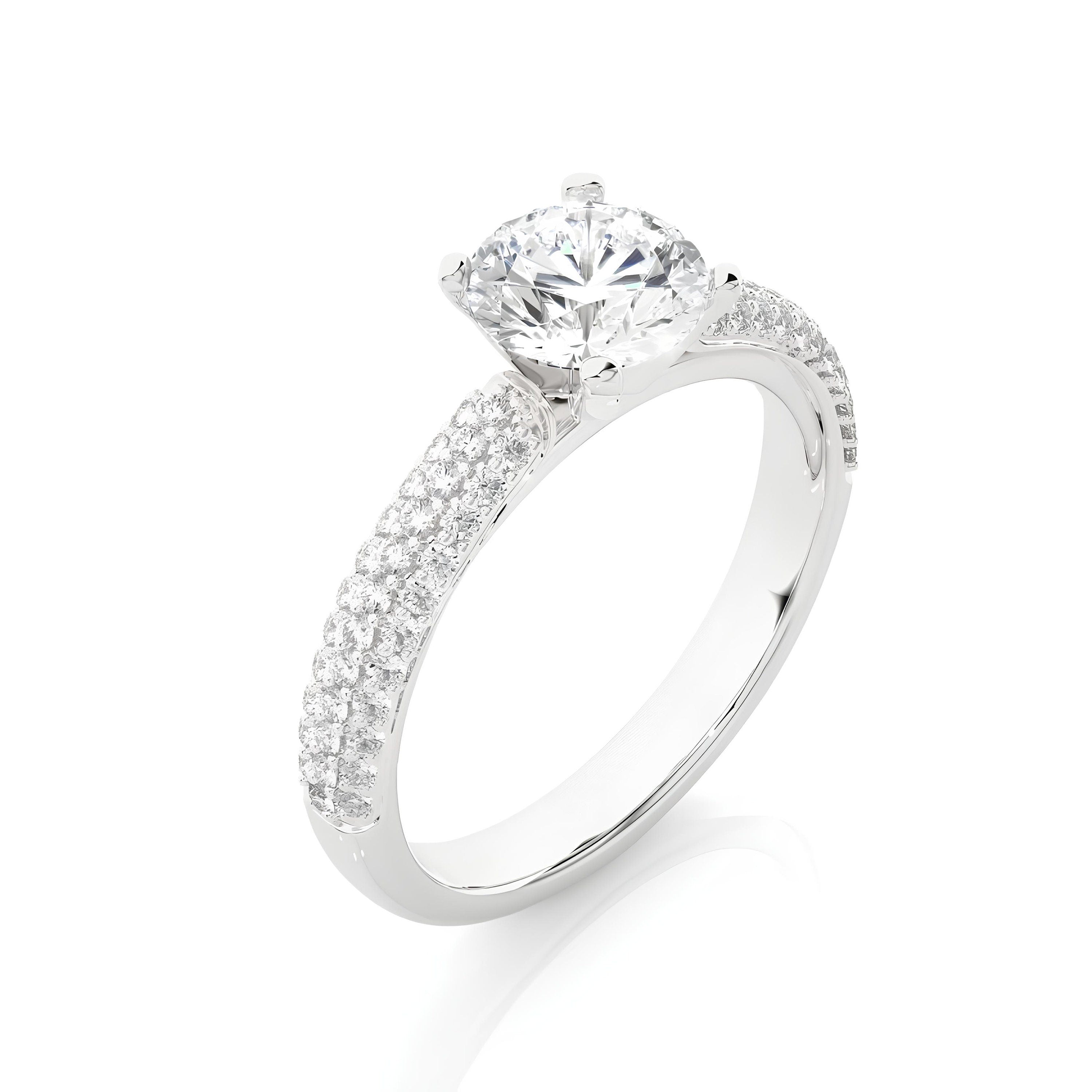 Certified Three-Row Wedding Ring with EF VS/SI Lab-Grown Diamonds – IGI Certified 0.25 to 2.00 Ct Solitaire Engagement Ring in 14K Gold