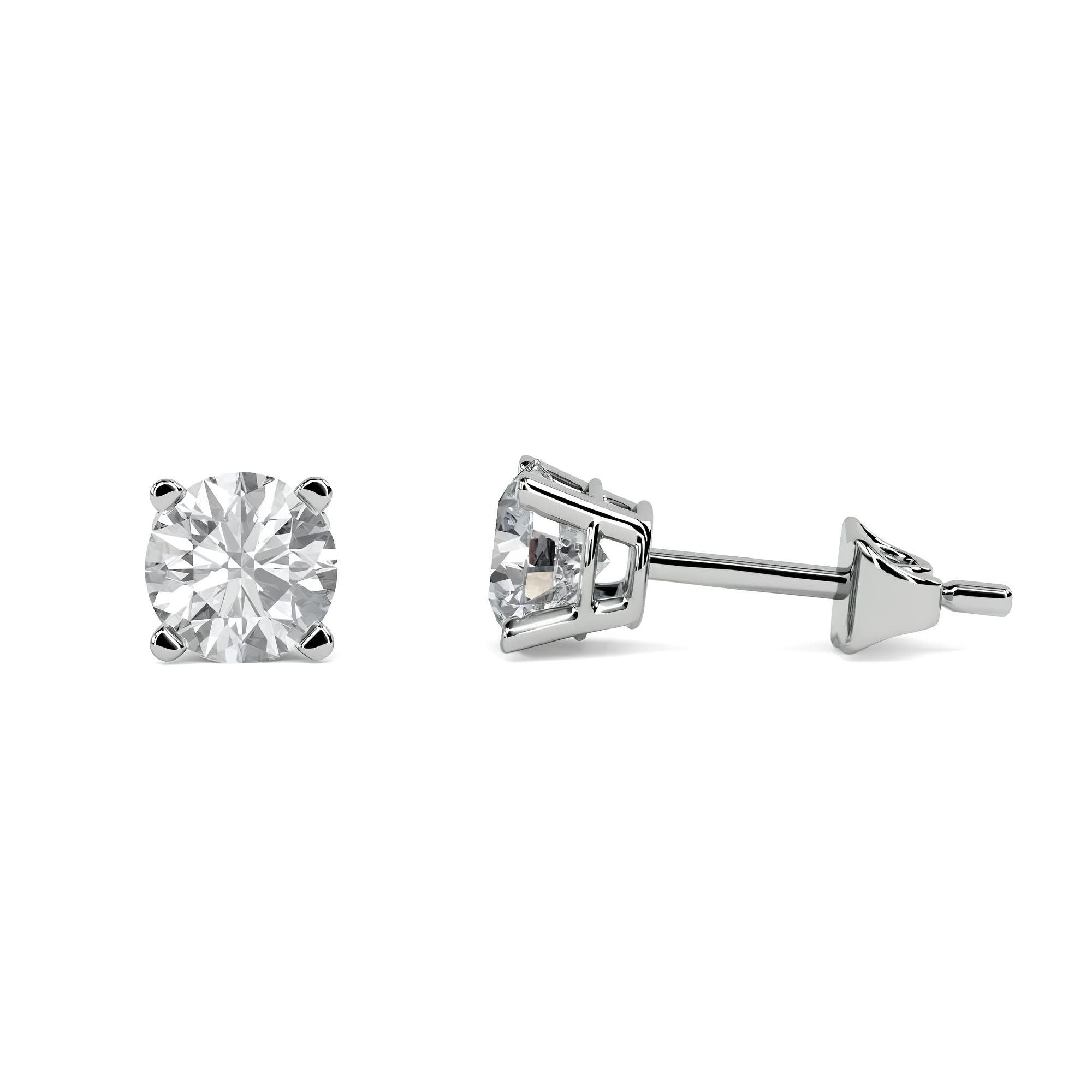 Solitaire Diamond Stud Earrings EF VS/SI Lab-Grown Diamonds 14K Gold Push Back Earrings for Women