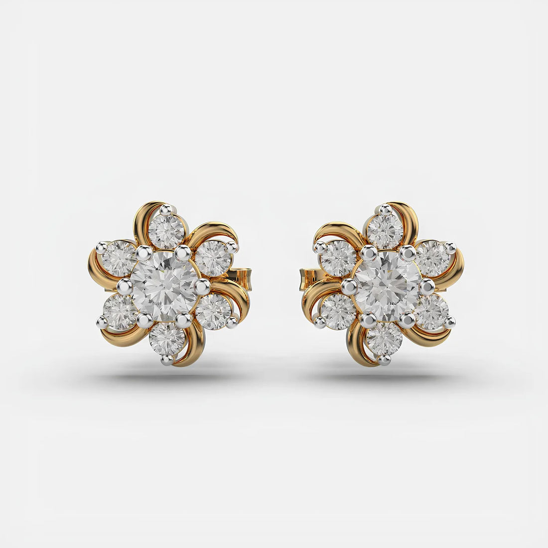 0.70 CT Round Cut Certified VS/SI Lab Grown Diamond Stud Earrings 925 Sterling Silver With Vermeil Gold