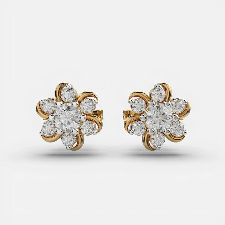 0.70 CT Round Cut Certified VS/SI Lab Grown Diamond Stud Earrings 925 Sterling Silver With Vermeil Gold