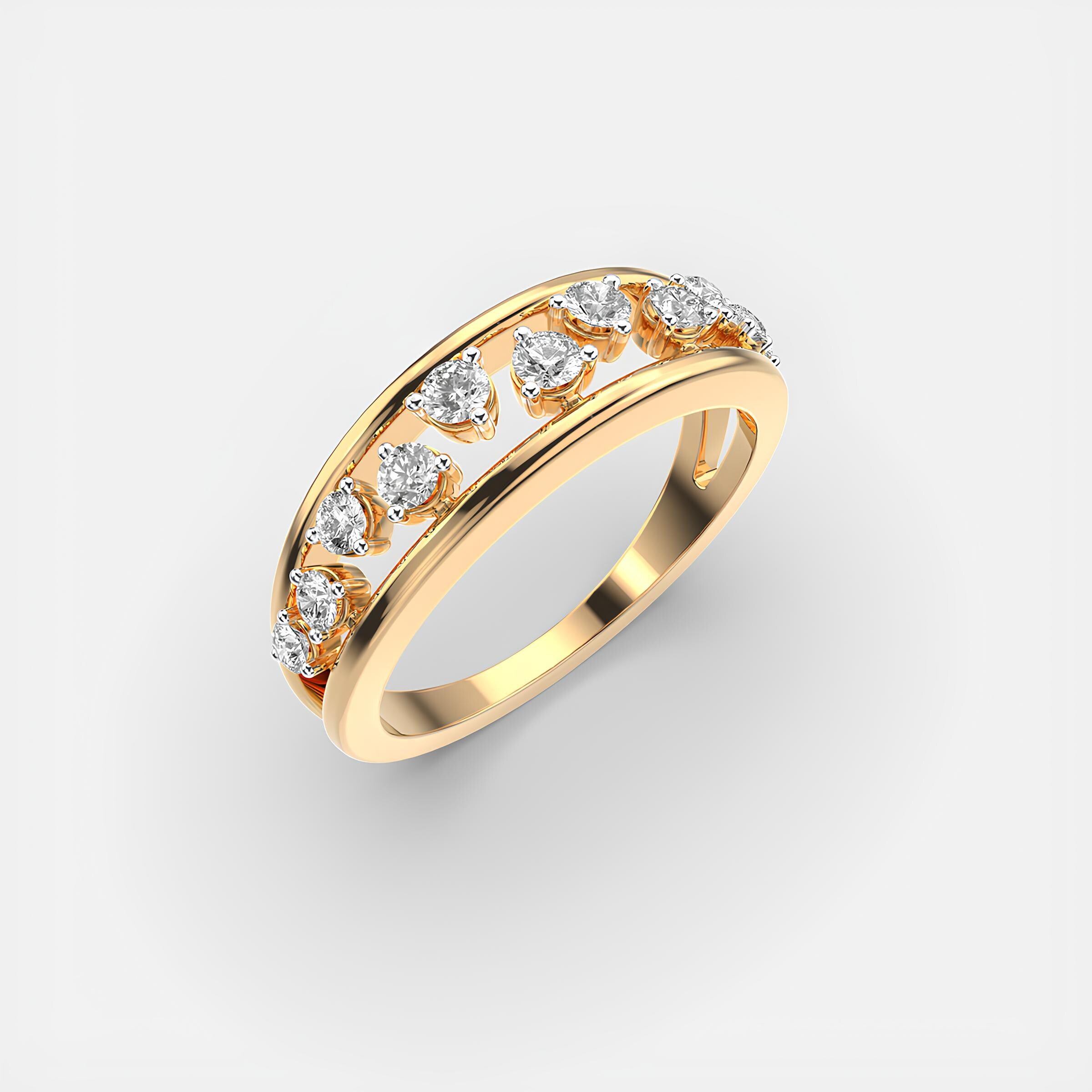 Valentine Forever EF Lab Grown Diamond Half Eternity Wedding Band 14K Solid Gold