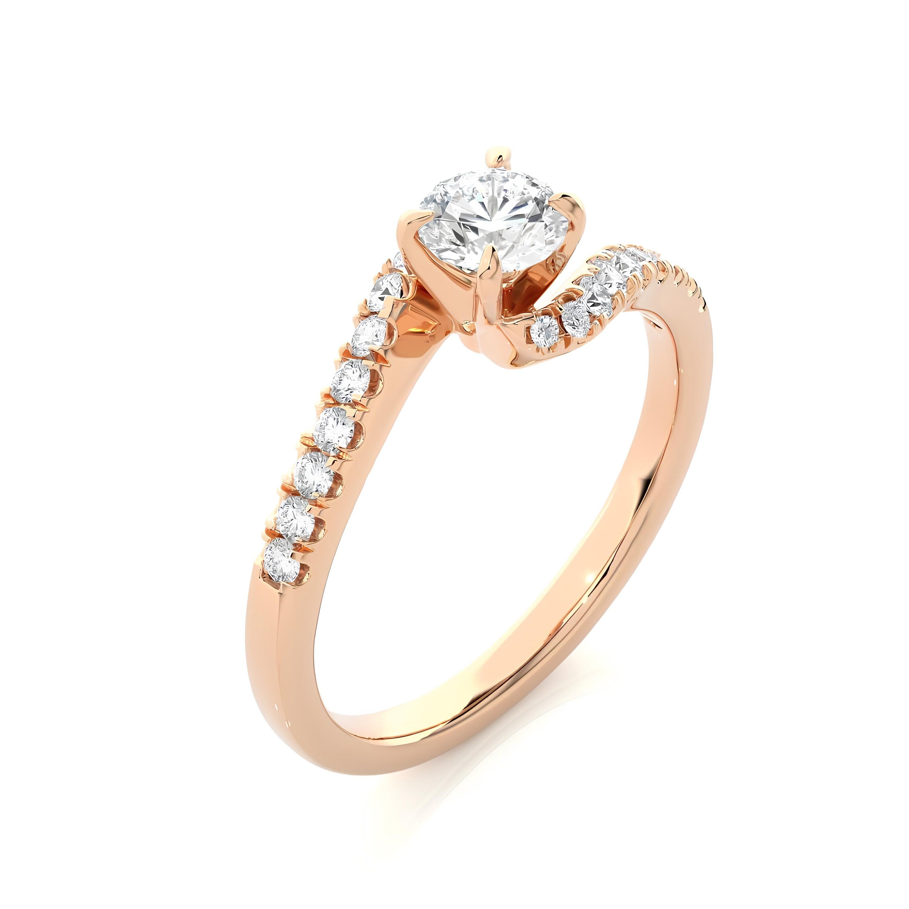 0.50 Ct Vintage-Style Solitaire Engagement Ring / IGI Certified EF VS/SI Lab Grown Diamond / 14K Gold & Platinum Wedding Ring – Perfect Gift for Her