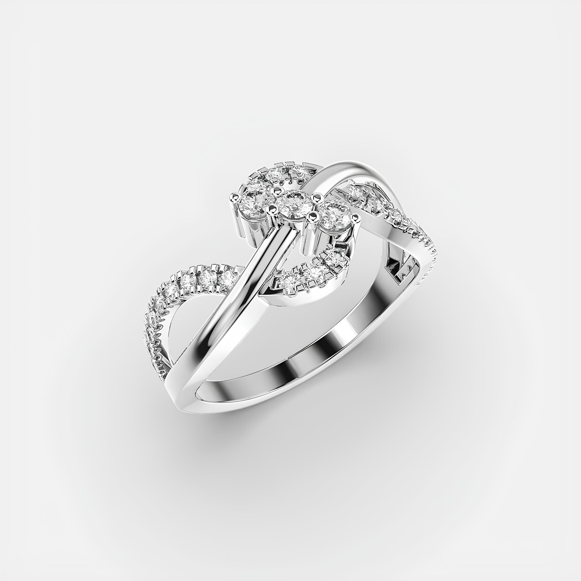 Sparkling Waves EF VS/SI Lab-Created Diamond Half Eternity Wedding Band – 14K Solid Gold Engagement Ring