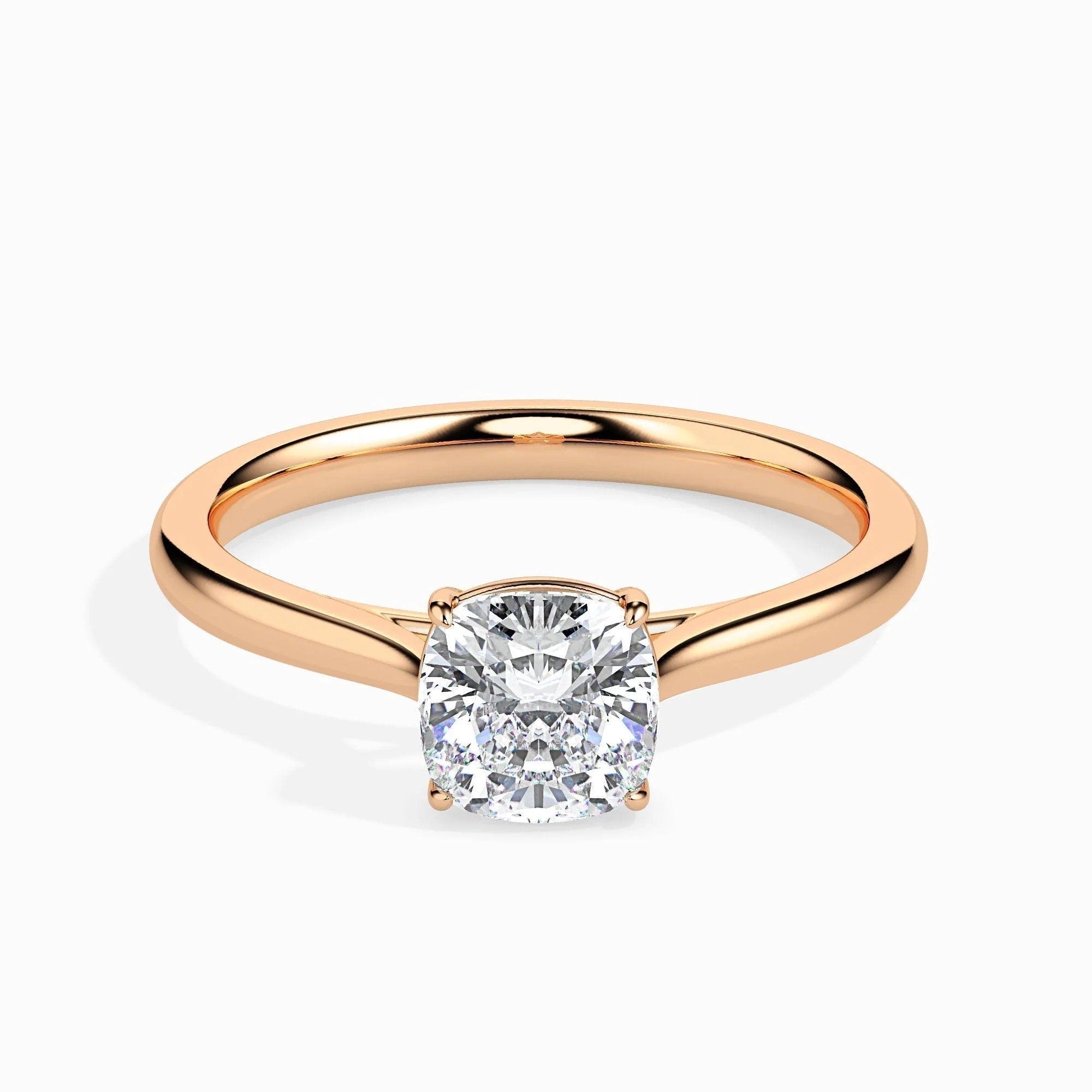 Certified 0.50 Ct EF VS/SI Cushion-Cut Lab-Grown Diamond Solitaire Engagement Ring – Conflict-Free Diamond Set in 14K Real Gold