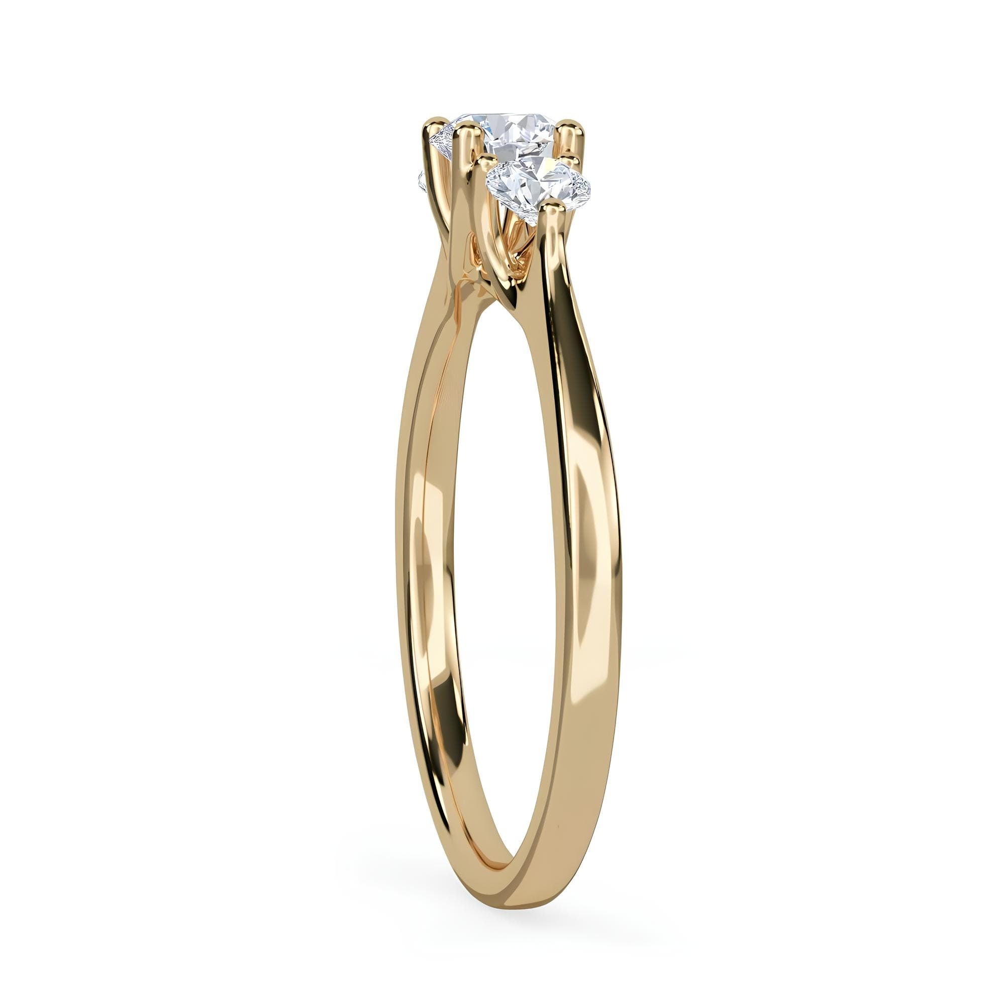 Round Three-Stone Engagement Ring – VS/SI Lab-Created Diamonds in 14K Gold | Promise, Wedding, or Gift Ring for Her