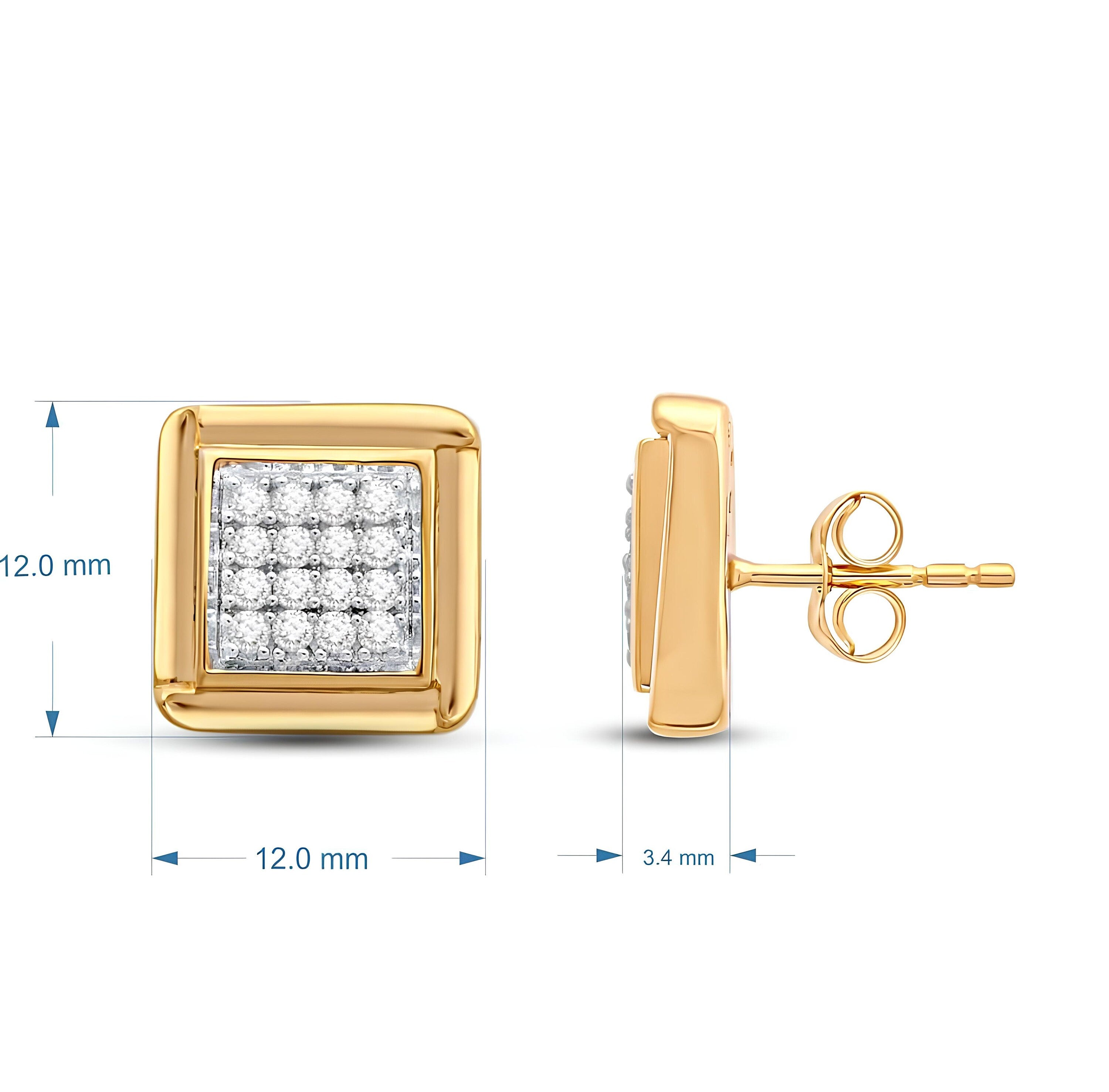 14K Solid Gold Micro Pave Stud Earrings 0.50 CTW EF VS/SI Lab-Grown Round Diamonds Elegant Gift for Christmas