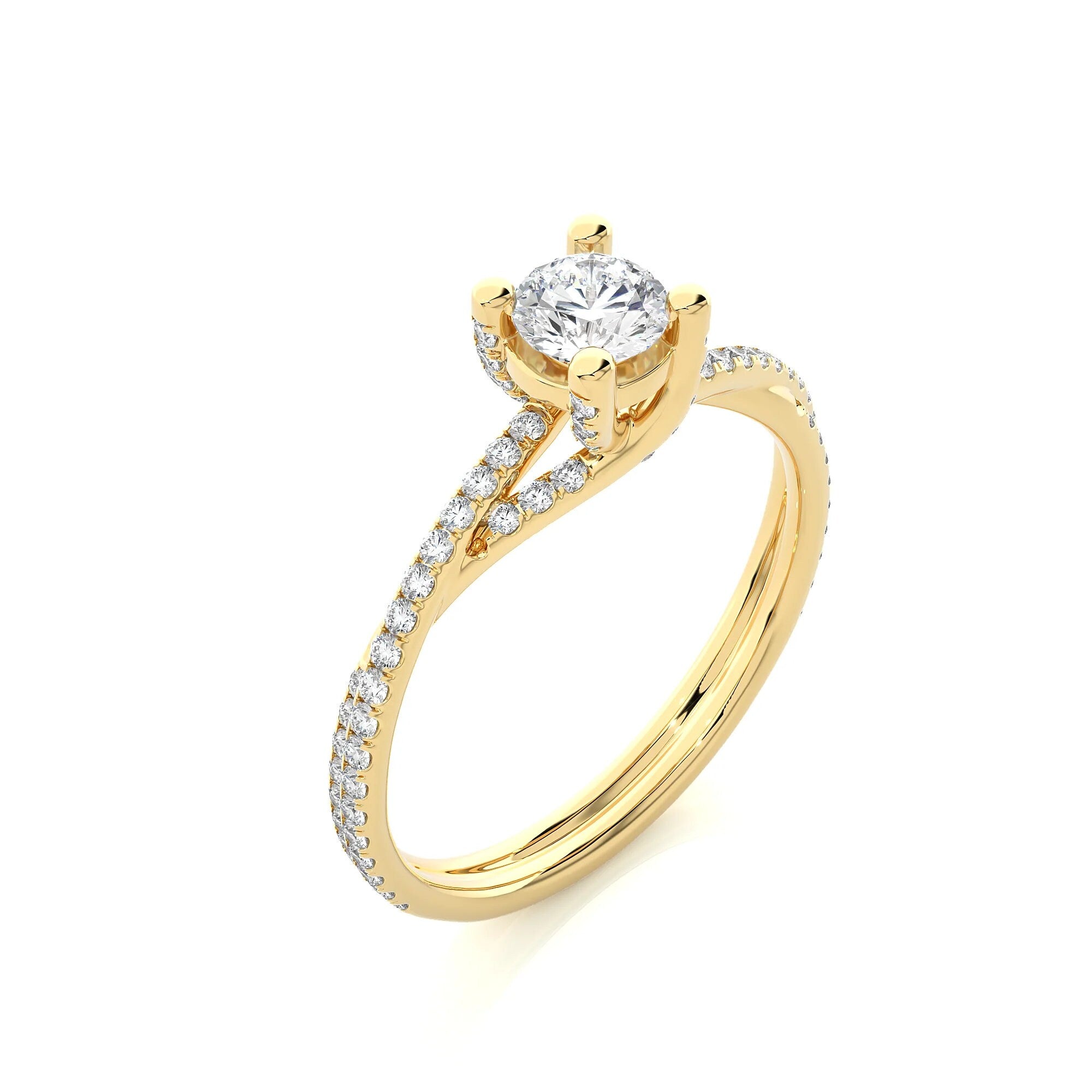 IGI Certified 1.00 Ct EF VS/SI Lab Grown Diamond Twisted Engagement Ring / 14k Real Gold Ring / Anniversary Ring Birthday Gift Wedding Gift
