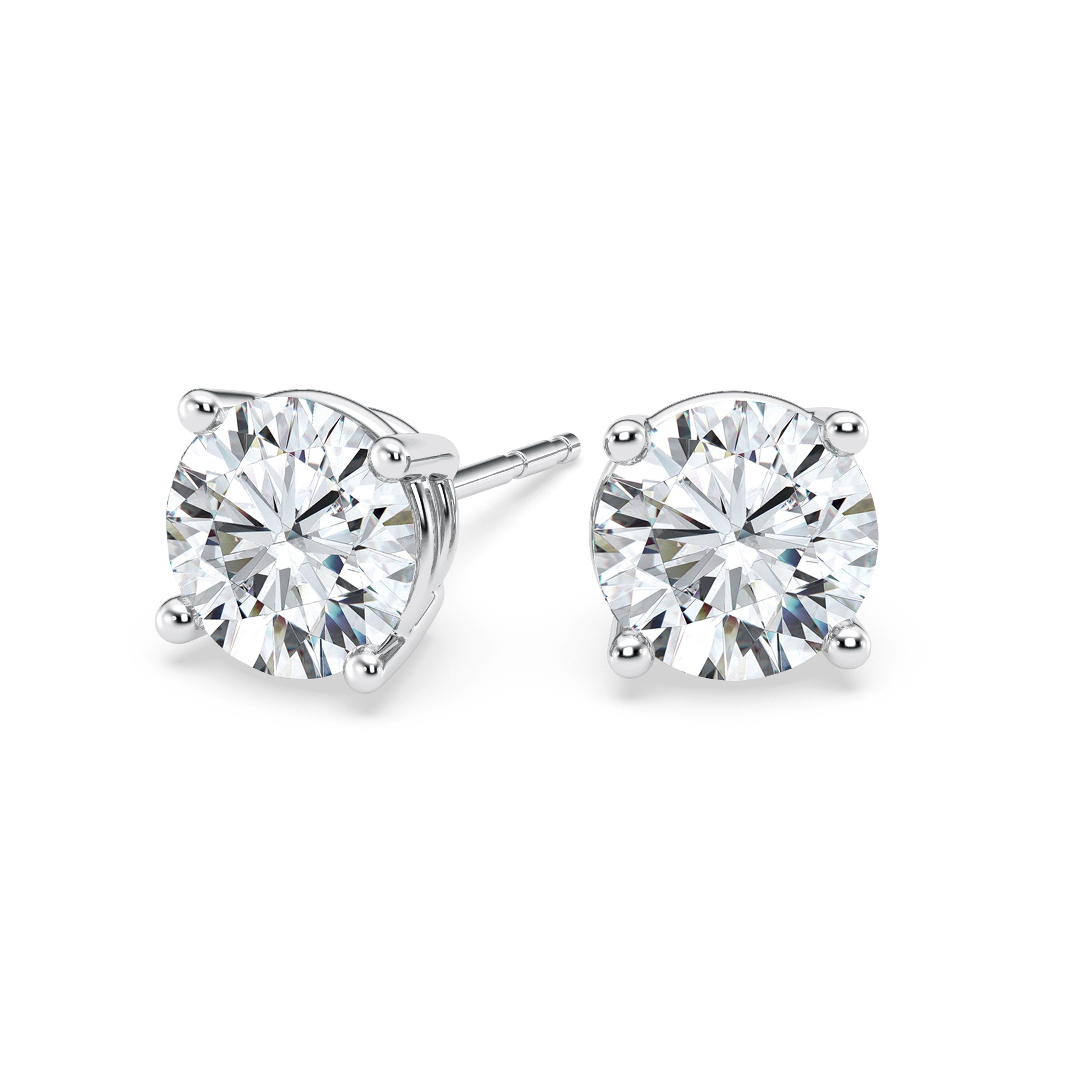 0.25–4.00 Carat Round Cut Lab-Grown Diamond Stud Earrings 14K Gold Wedding Earrings for Women