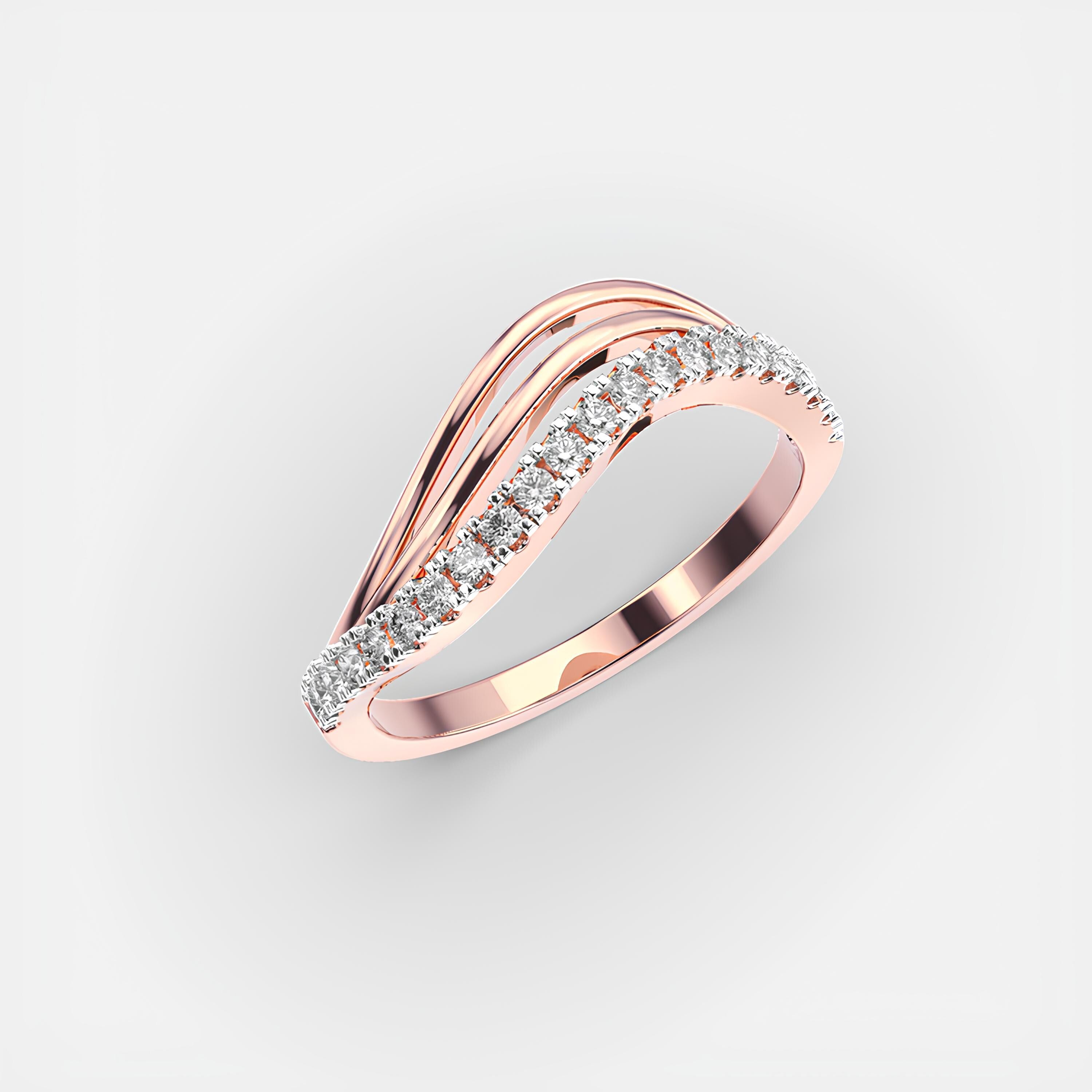 Delicate Round EF VS-SI Lab-Created Diamond Half Eternity Wedding Band – 14K Solid Gold