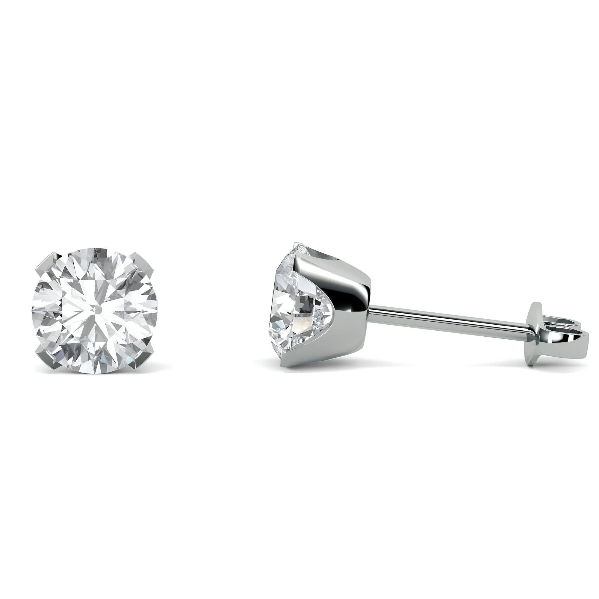 Round EF VS/SI Lab-Grown Diamond Solitaire Stud Earrings 14K Gold Push Back Earrings for Women