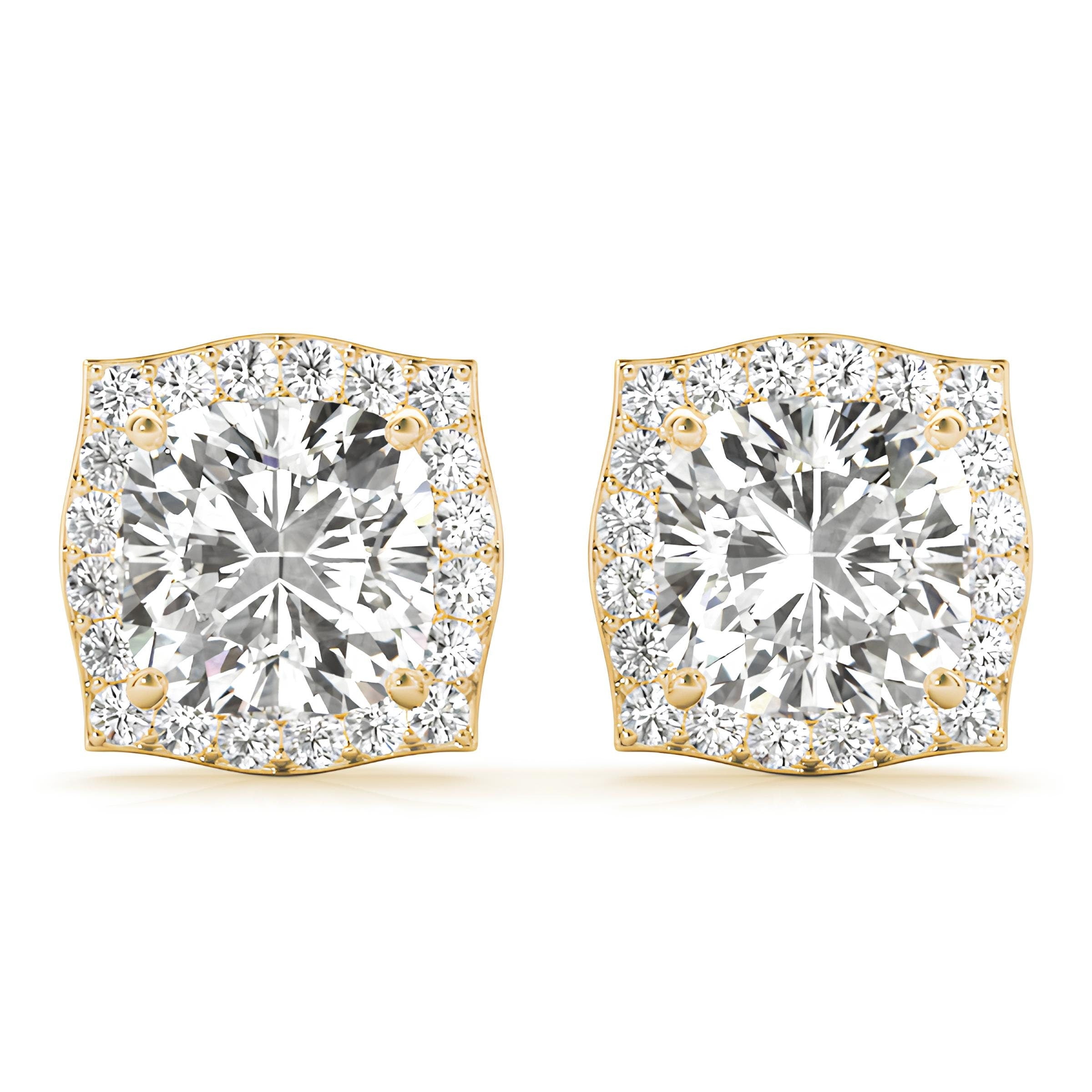 0.25–4.00 Carat Round Lab-Grown Diamond Halo Stud Earrings 14K Gold Earrings for Her Perfect for Valentine’s Day or Anniversary Gifts