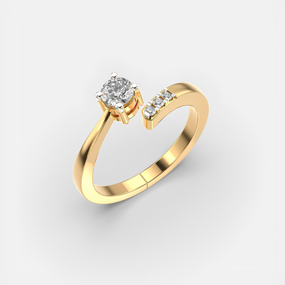 Serenity Diamond Ring, Round Cut Diamond ,Bypass Ring ,Lab Grown Diamond ,Engagement Ring, lab Created Diamond Ring