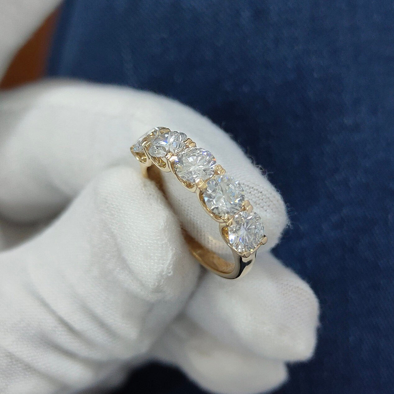 Round 5-Stone EF VS/SI Lab-Grown Diamond Ring – U-Prong Set Engagement or Promise Ring 14K Gold