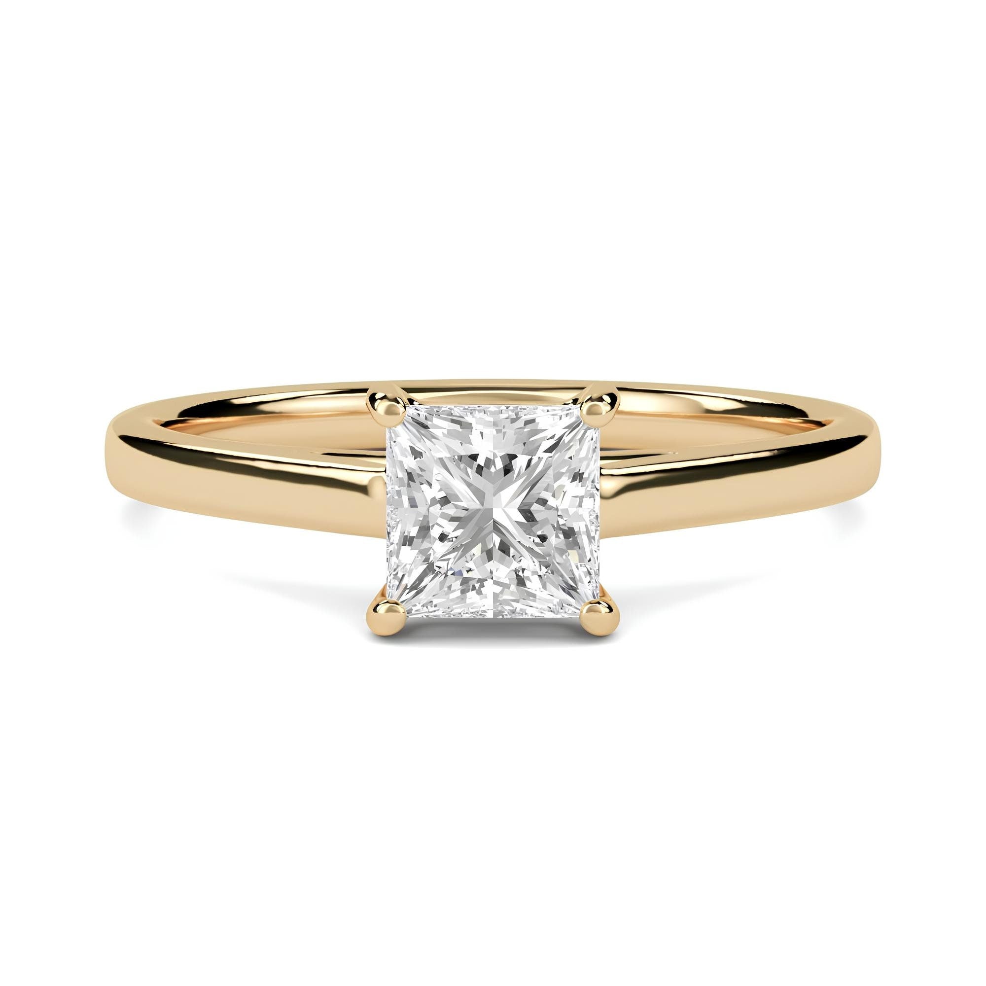 1.00 CT Princess Cut Lab-Grown Diamond Solitaire Engagement Ring – EF VS/SI Clarity in 14K Solid Gold | Timeless Wedding or Anniversary Band