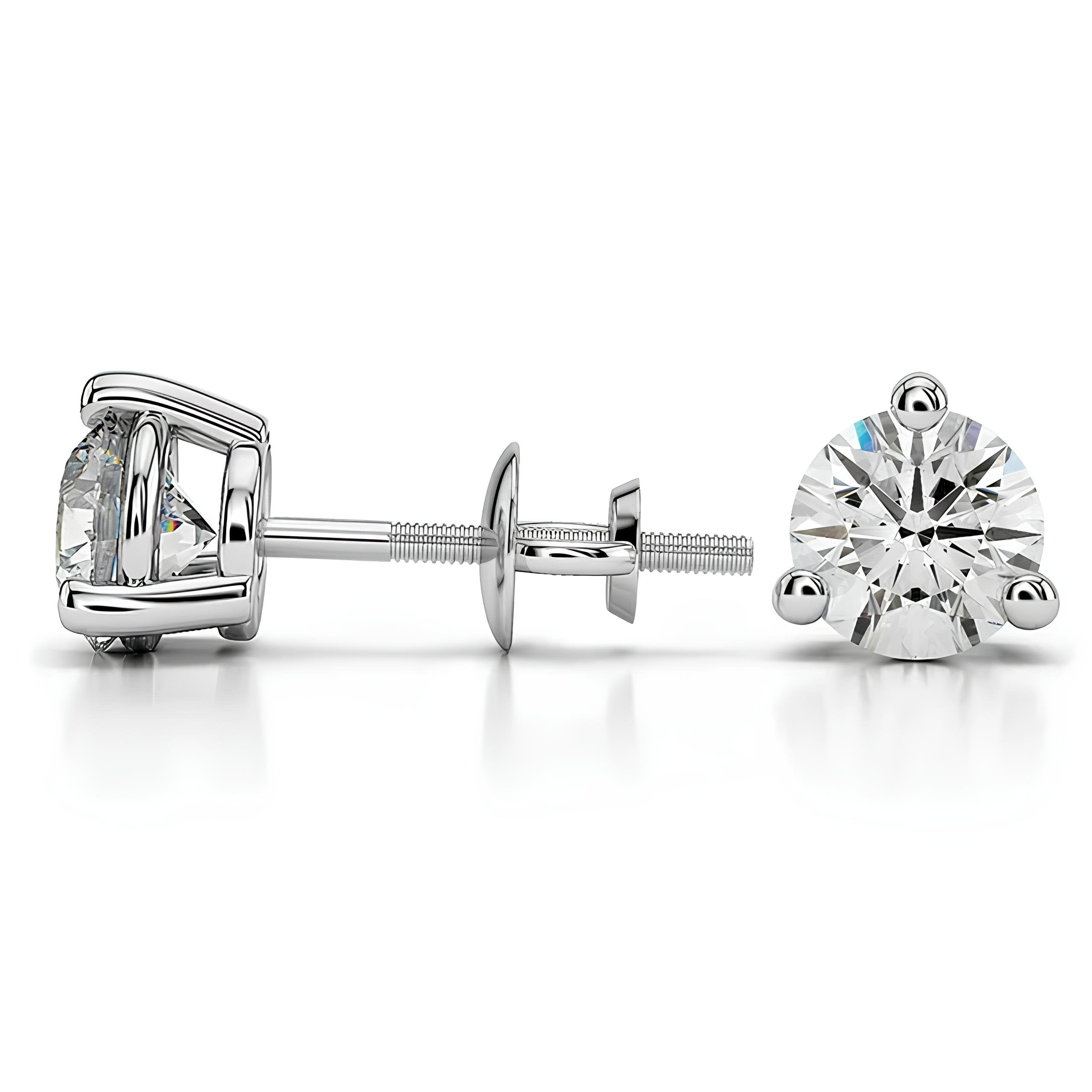 0.25–4.00 TCW Round Cut EF VS/SI Lab-Grown Diamond Martini Stud Earrings 14K Gold Wedding Earrings for Women